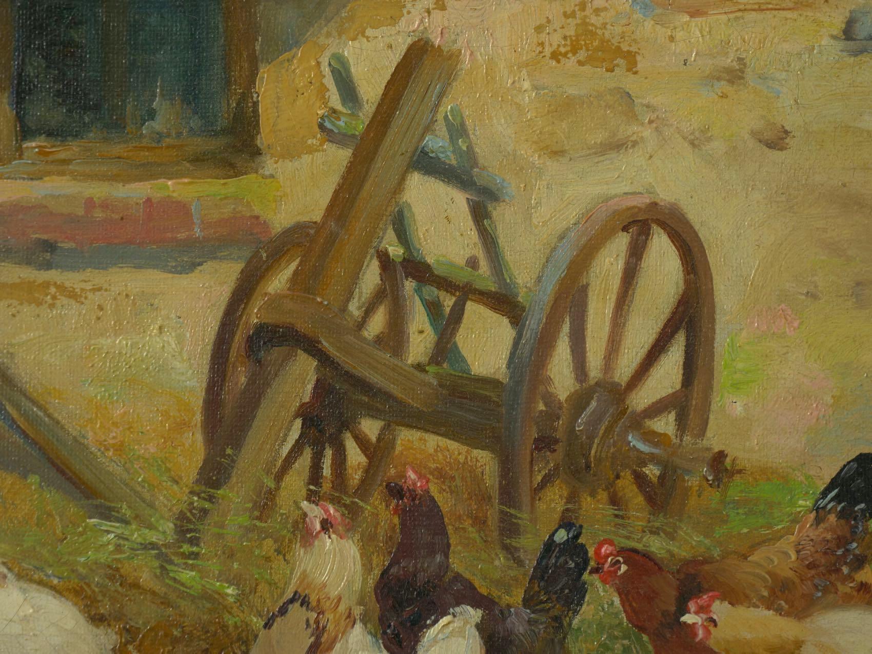 Barnyard Chickens Painting by Jacques van Coppenolle 2