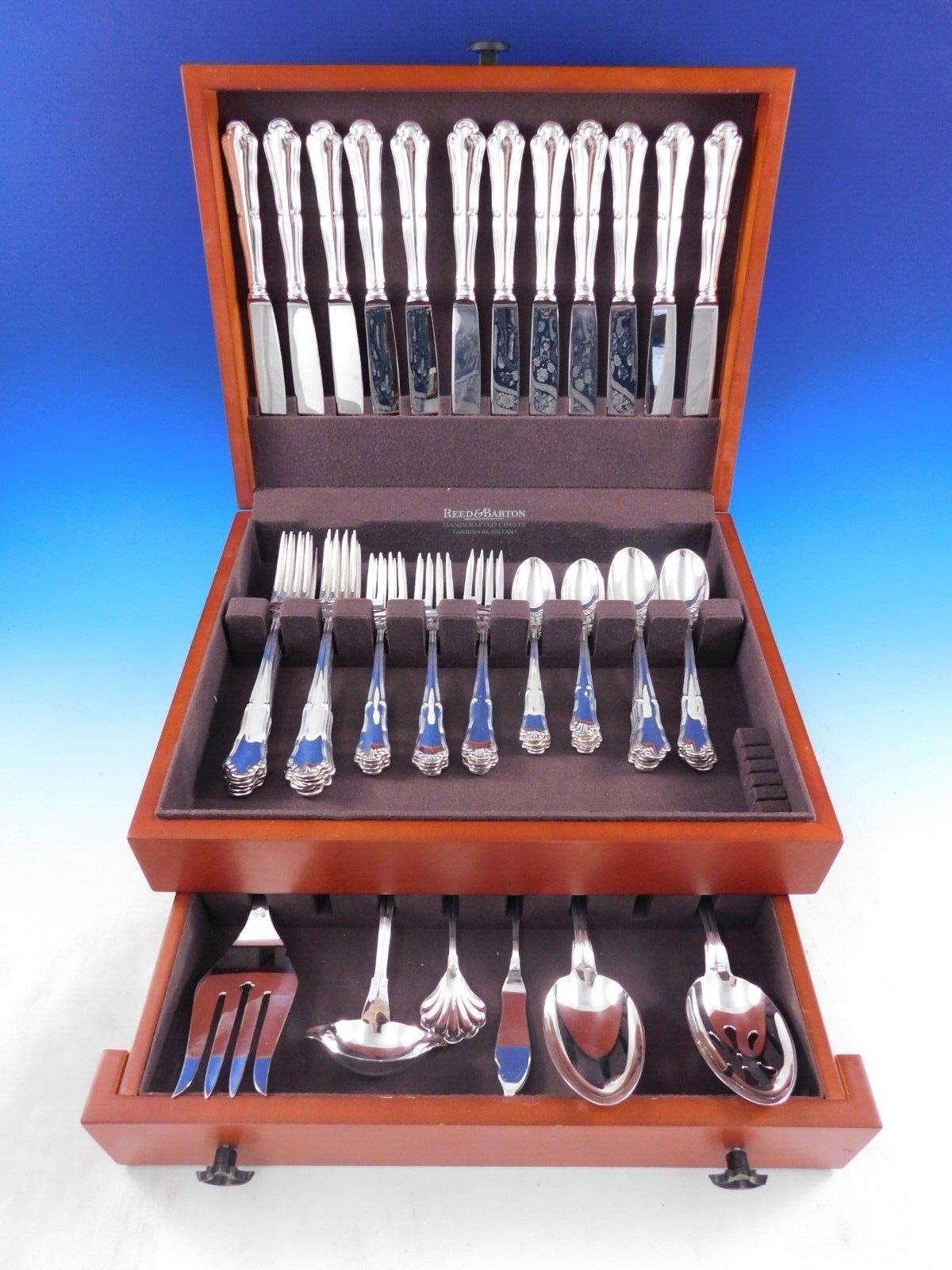 Barocco by Wallace Sterling Silver Flatware Set 12 Service 66 pc Italy Dinner For Sale 6