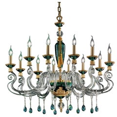 Vintage Barocco Green Chandelier 12 Lights