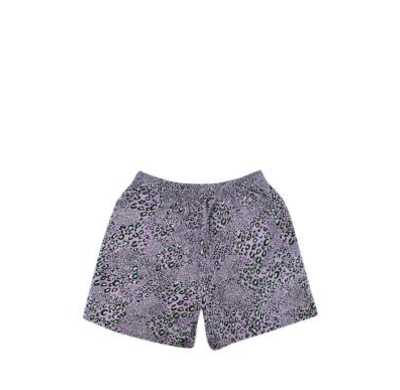Versace Green and lilac print silk shorts
 

 - Ribbed cinched waistband 
 - Open pockets on each side 
 - Decorative pocket in back 
 - Colorful print on front and cheetah print on back 
 

 Materials 
 100% Silk 
 100% Cupro (lining) 
 

 Made in