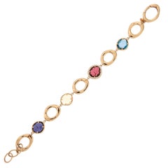 Barocco Pink Tourmaline 18k Diamond Blue Topaz Opal Rose Gold Bracelet for Her