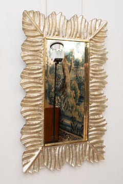 Espejo de cristal de Murano estilo Barocco Hoja de Plata, en stock