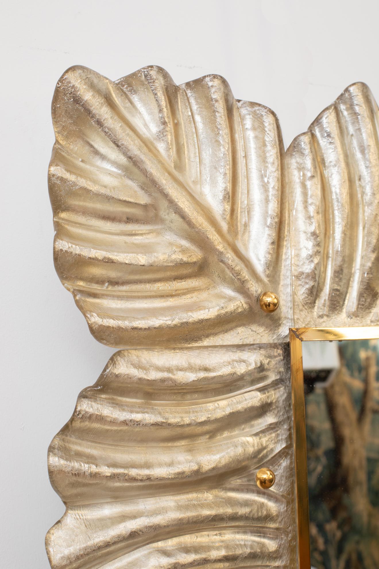 Mid-Century moderno Specchio in vetro di Murano a foglia d'argento in stile Barocco, in stock in vendita