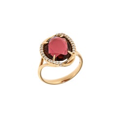 Bague en or rose 18 carats avec tourmaline baroque et diamants pour elle