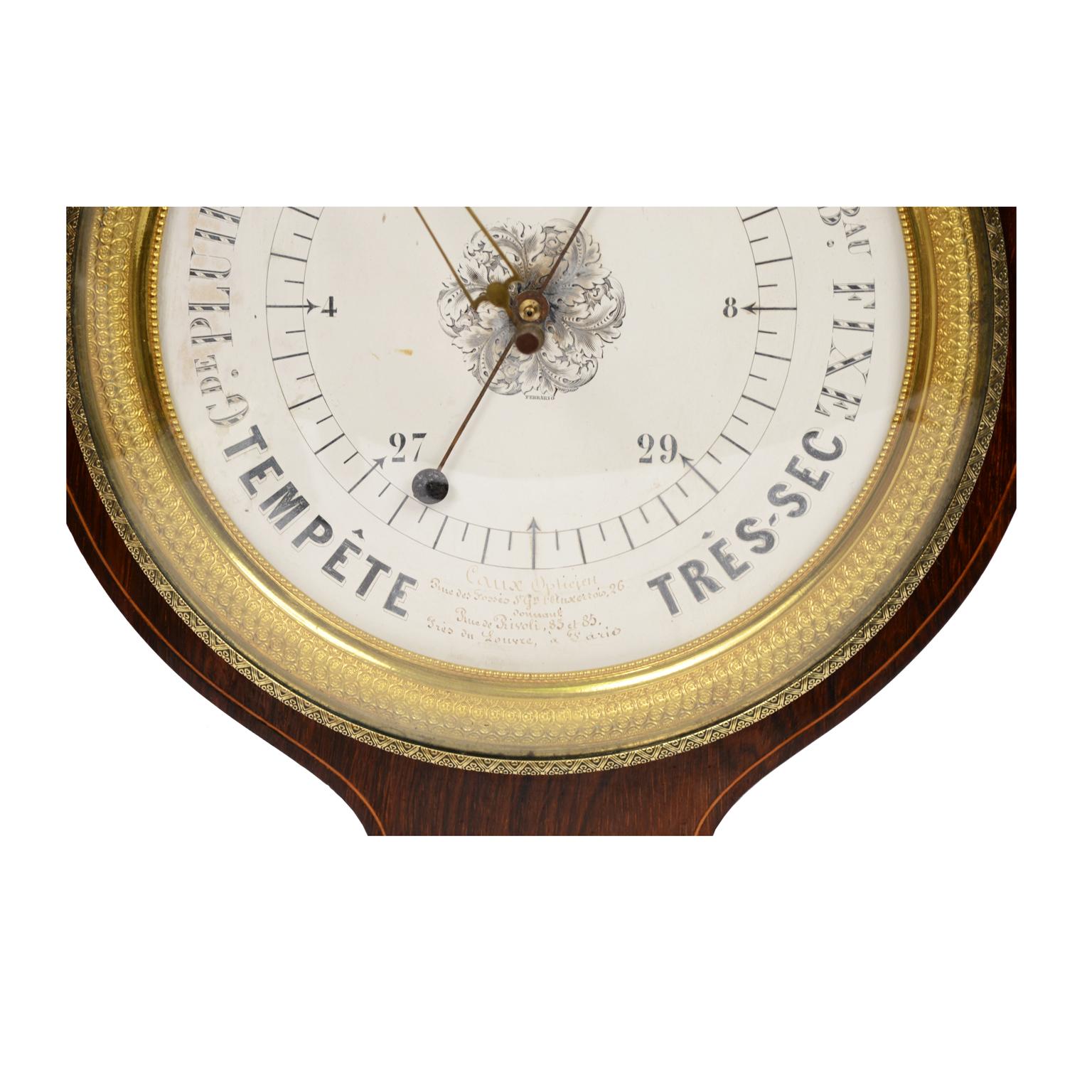 Feench Barometer, antikes wissenschaftliches Instrument, Wettermessgerät, 19. Jahrhundert  im Angebot 3