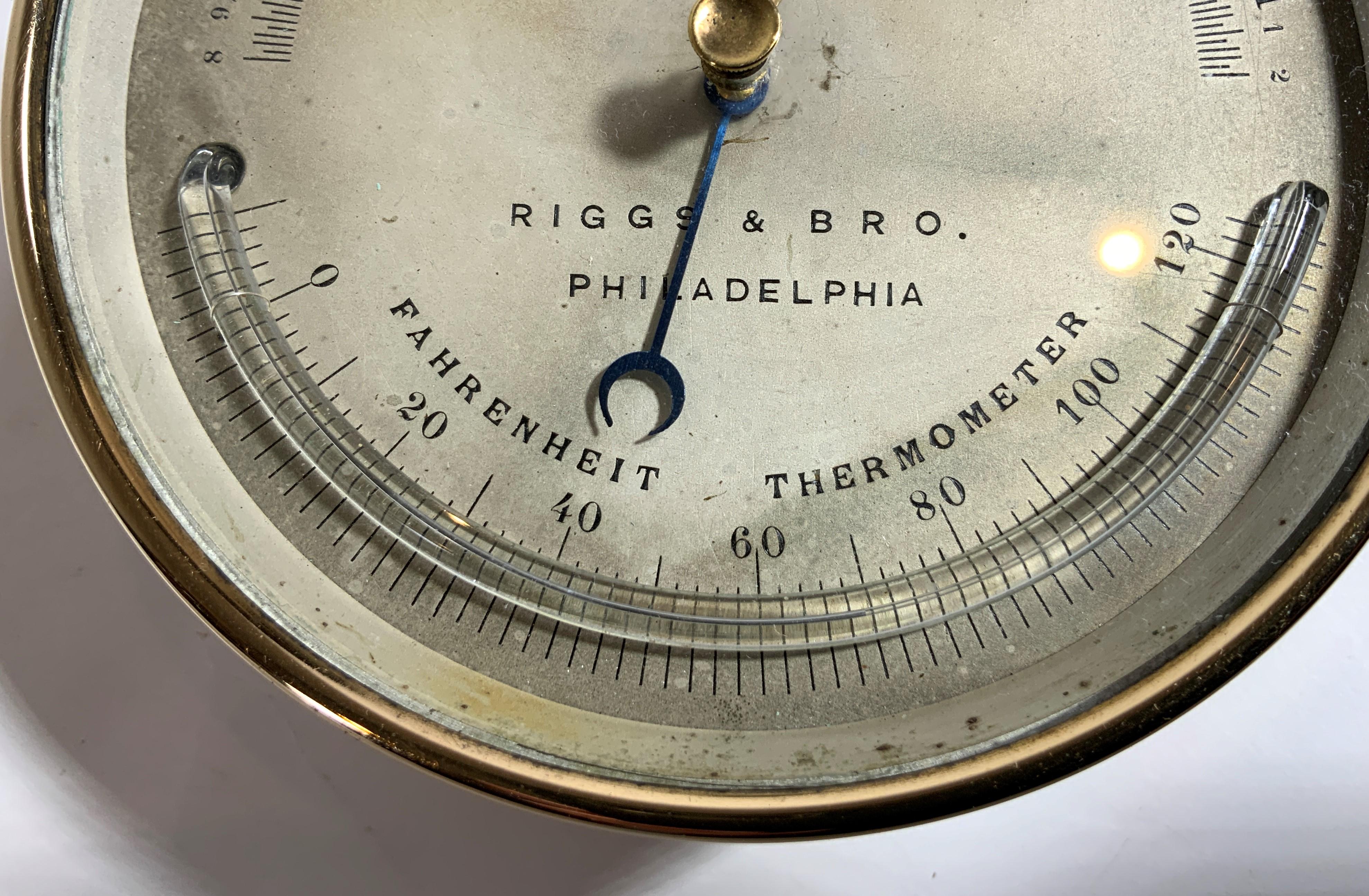 Barometer from Riggs & Brother of Philadelphia In Good Condition In Norwell, MA