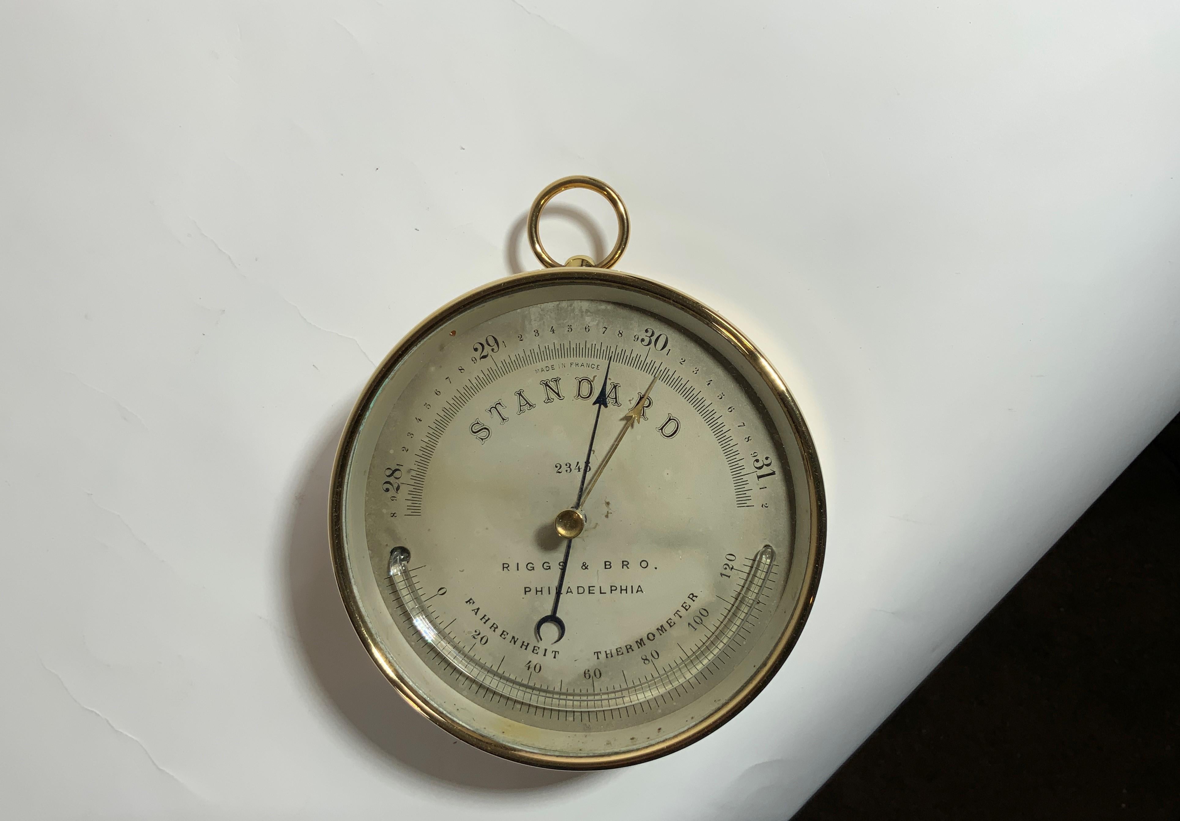 Brass Barometer from Riggs & Brother of Philadelphia