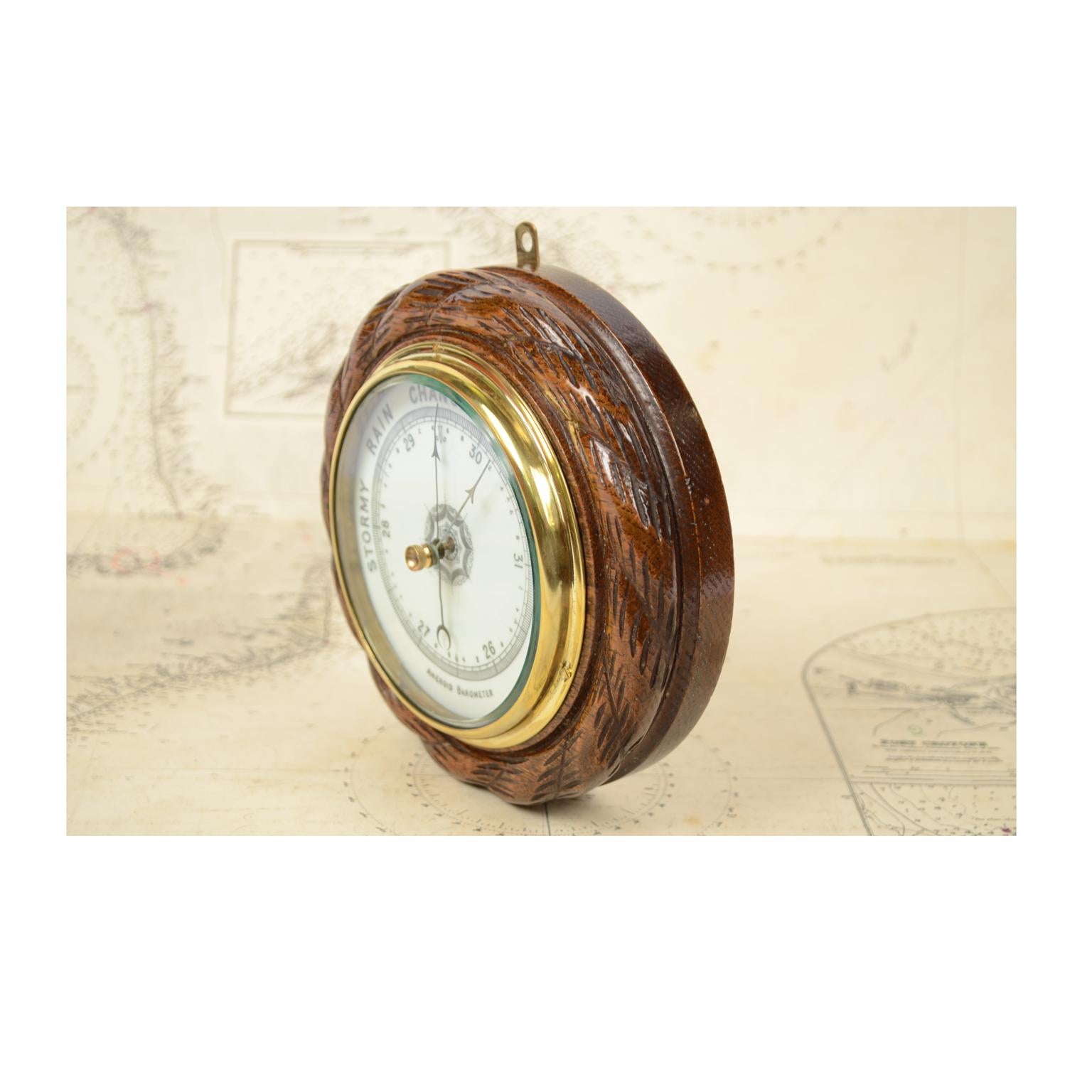British Barometer made in the Late 1800s in Oakwood Carved like a Rope