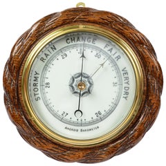 Barometer made in the Late 1800s in Oakwood Carved like a Rope