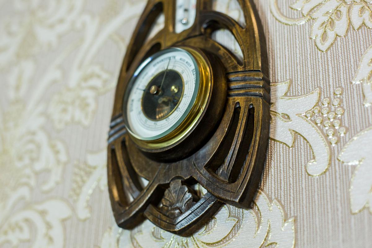 Art Nouveau Barometer in a Wooden Case from the Early 20th Century