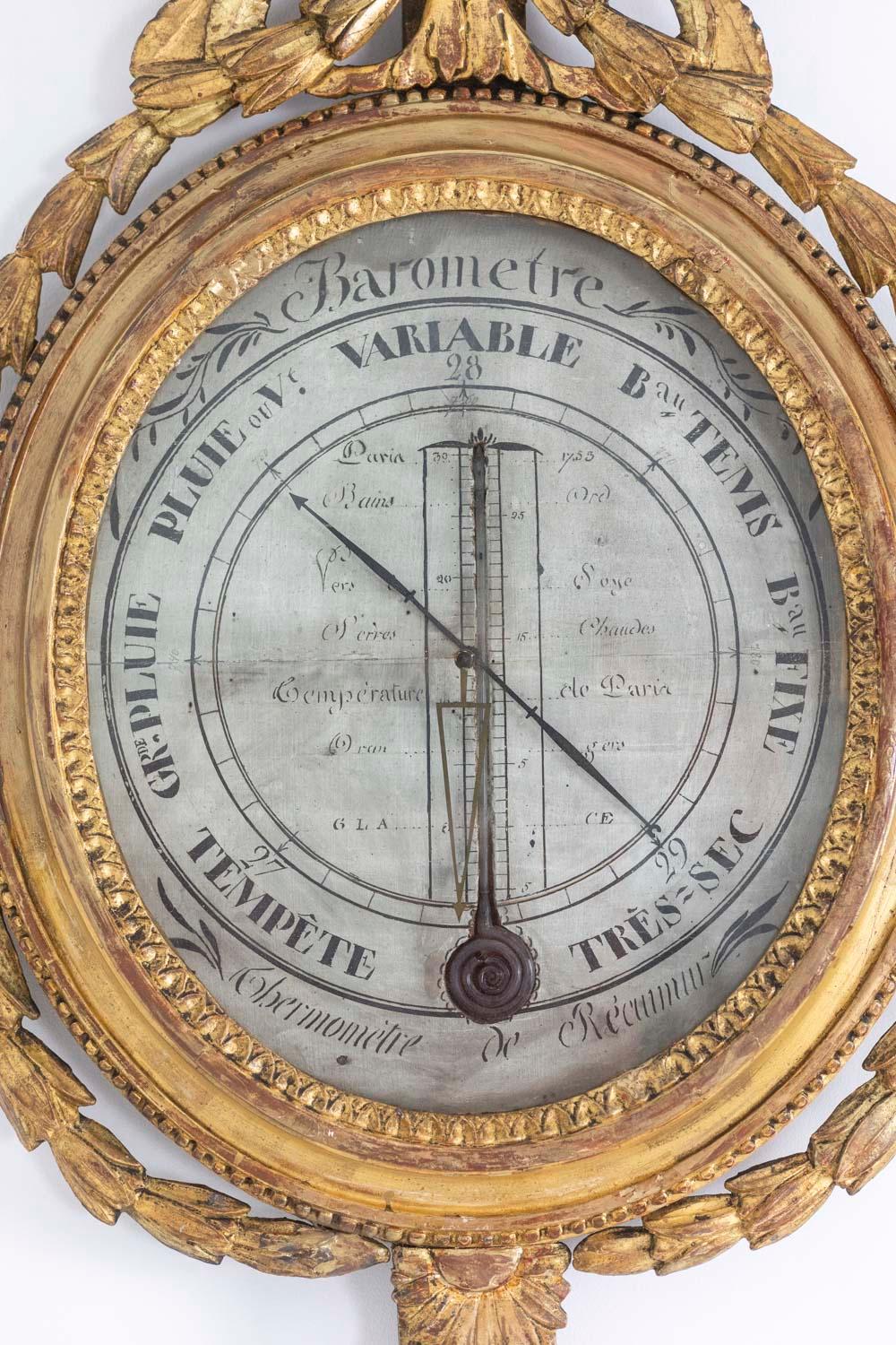 Barometer in gilded wood, Louis XVI period, oval in shape.

French work realized in the 18th century.

Dimensions : H 88 x L 53 x P 6 cm.

 