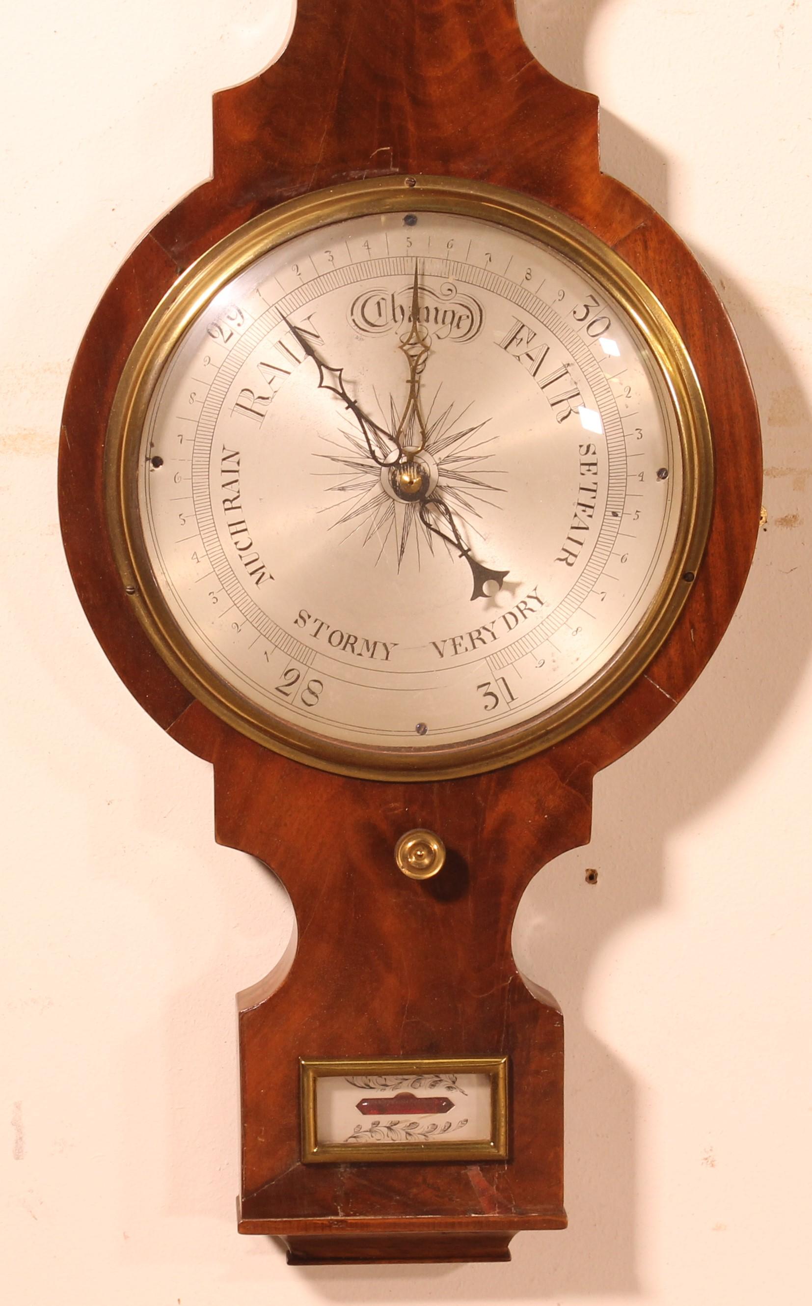 walnut barometer from the 19th century from England

The thermometer works and the barometer mechanism is present

In superb condition and very beautiful patina