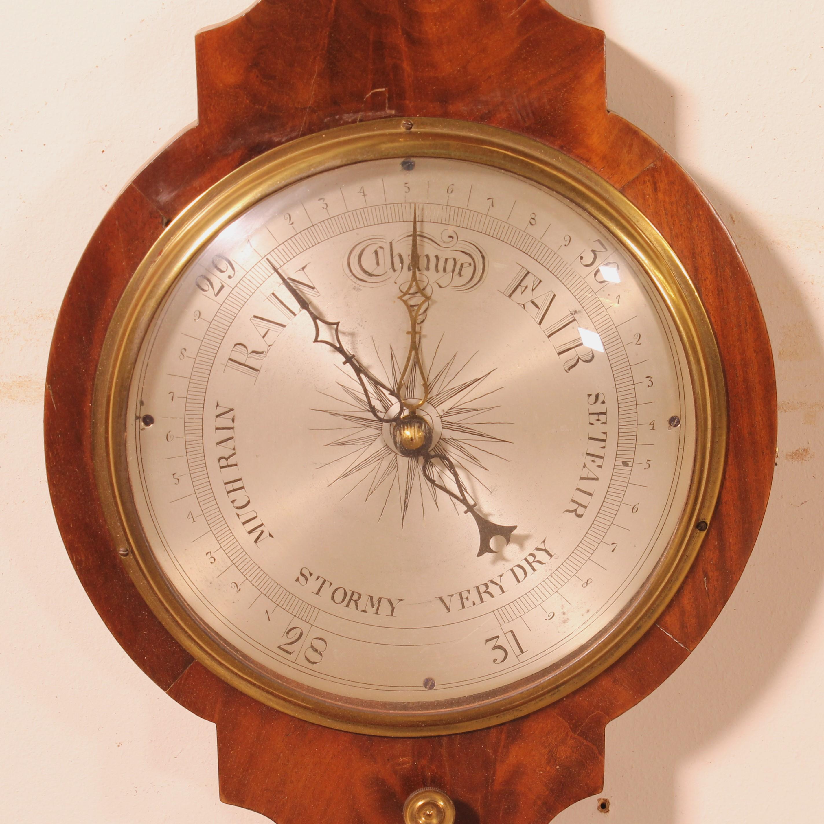 Barometer aus Nussbaumholz, 19. Jahrhundert (Walnuss) im Angebot