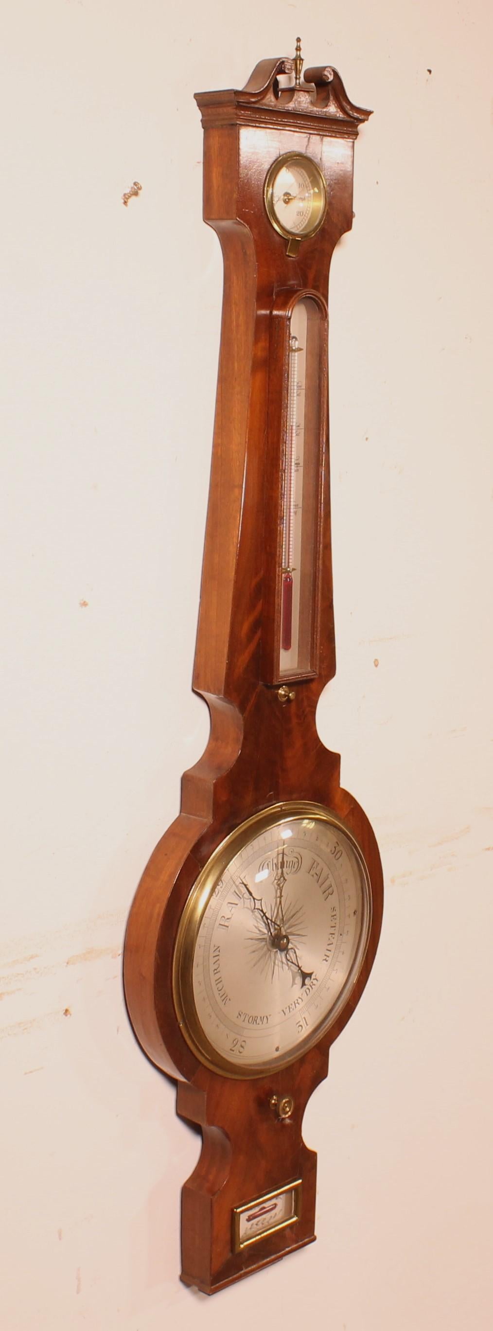 Barometer aus Nussbaumholz, 19. Jahrhundert im Angebot 2
