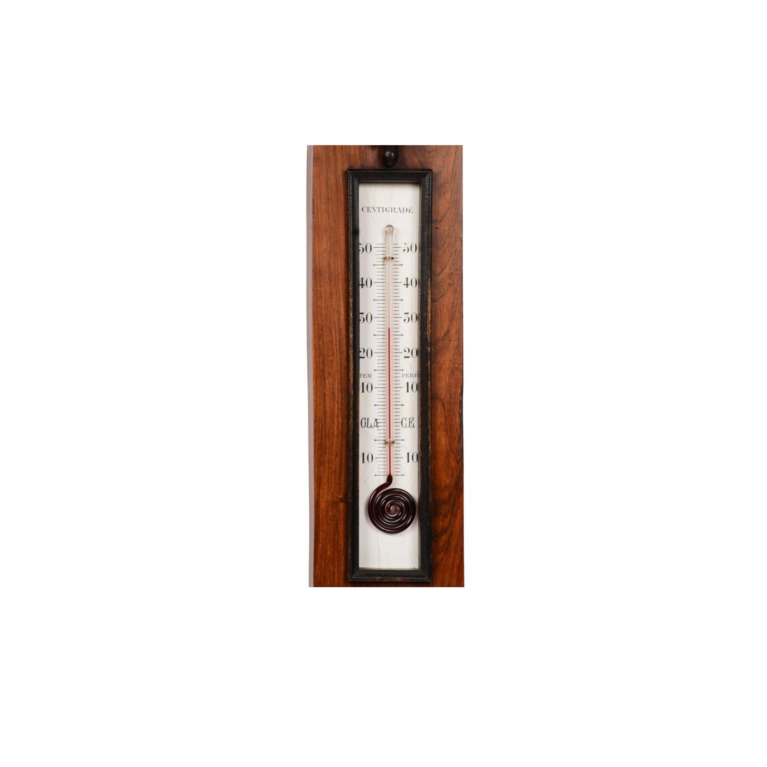 Wood Barometer Made in France by Mon. Chevallie Second Half of the 19th Century