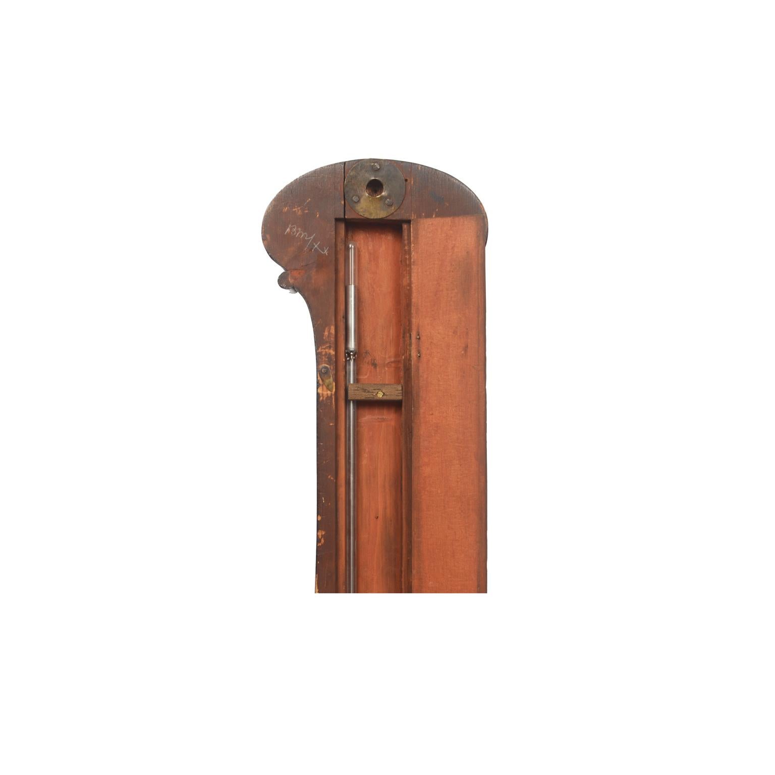 Mid 19th Century Barometer Black Painted Wood Antique Instrument Weather Misure 10