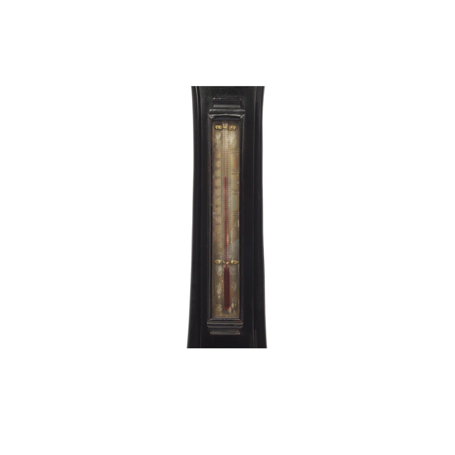 Mid 19th Century Barometer Black Painted Wood Antique Instrument Weather Misure In Good Condition In Milan, IT