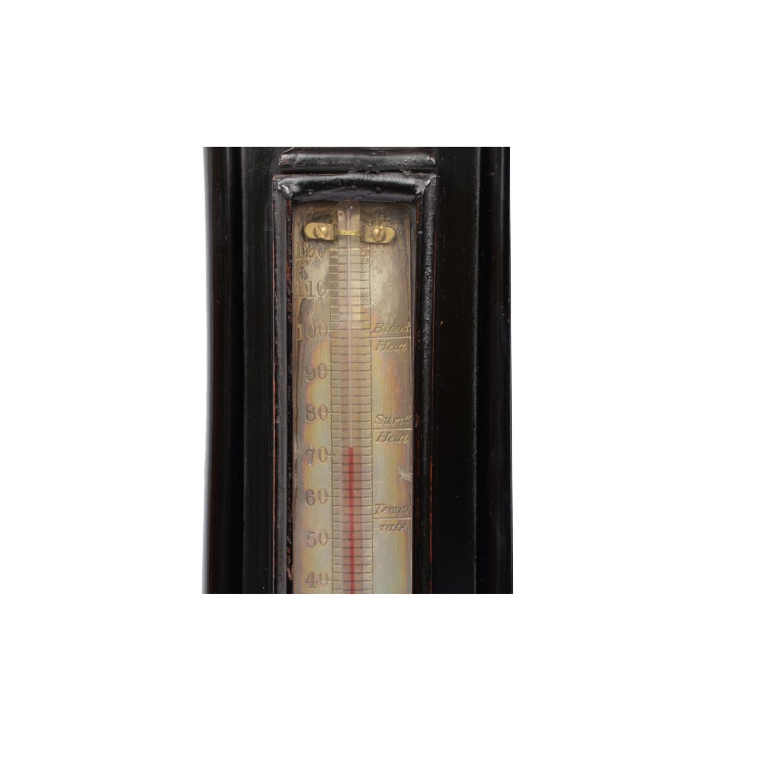 Mid-19th Century Mid 19th Century Barometer Black Painted Wood Antique Instrument Weather Misure