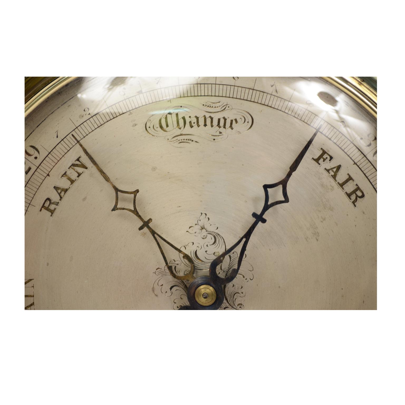 Mid 19th Century Barometer Black Painted Wood Antique Instrument Weather Misure 3