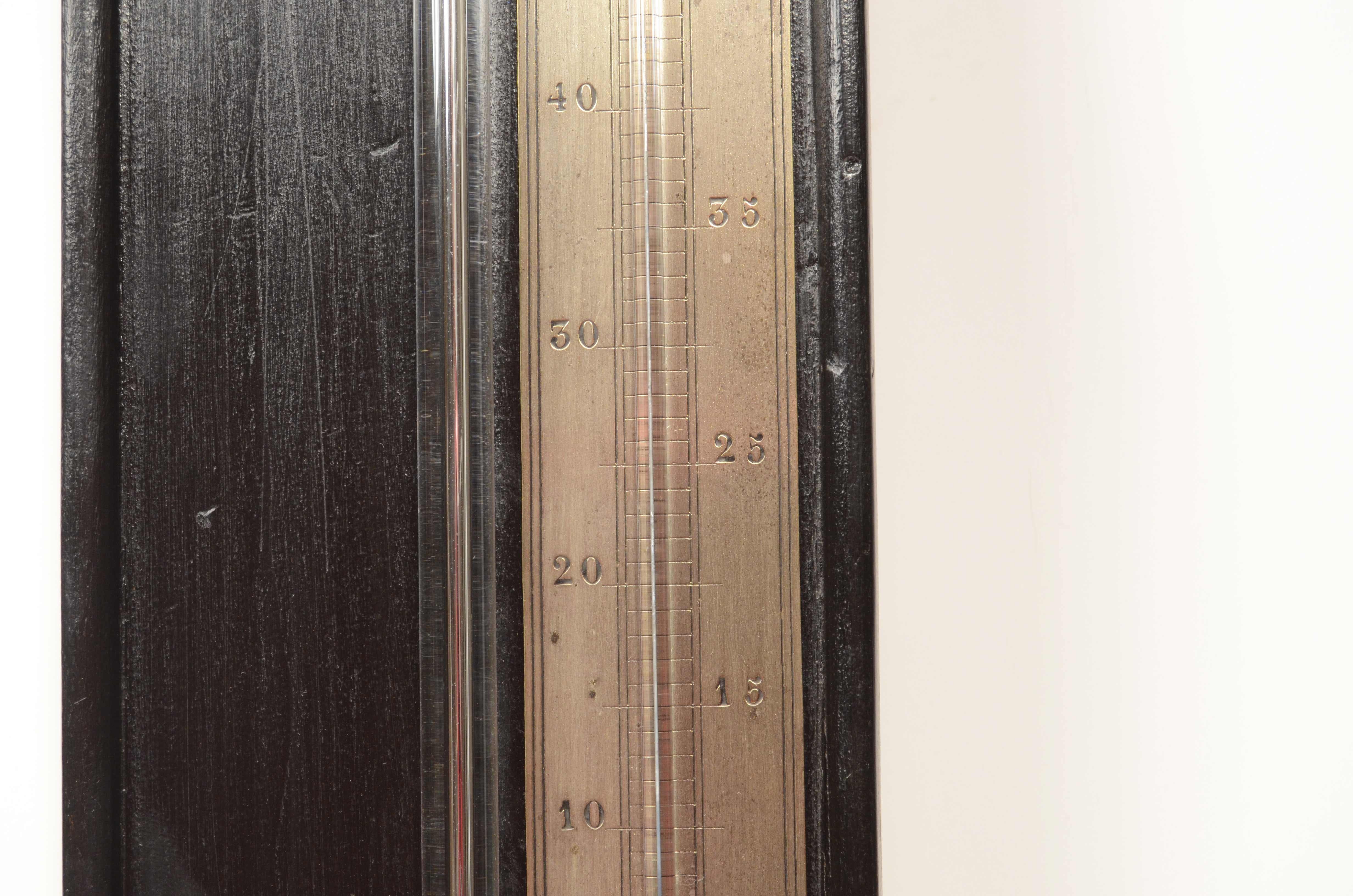 Ebonized wood stick barometer signed TECNOMASIO ITALIANO circa 1870 For Sale 7