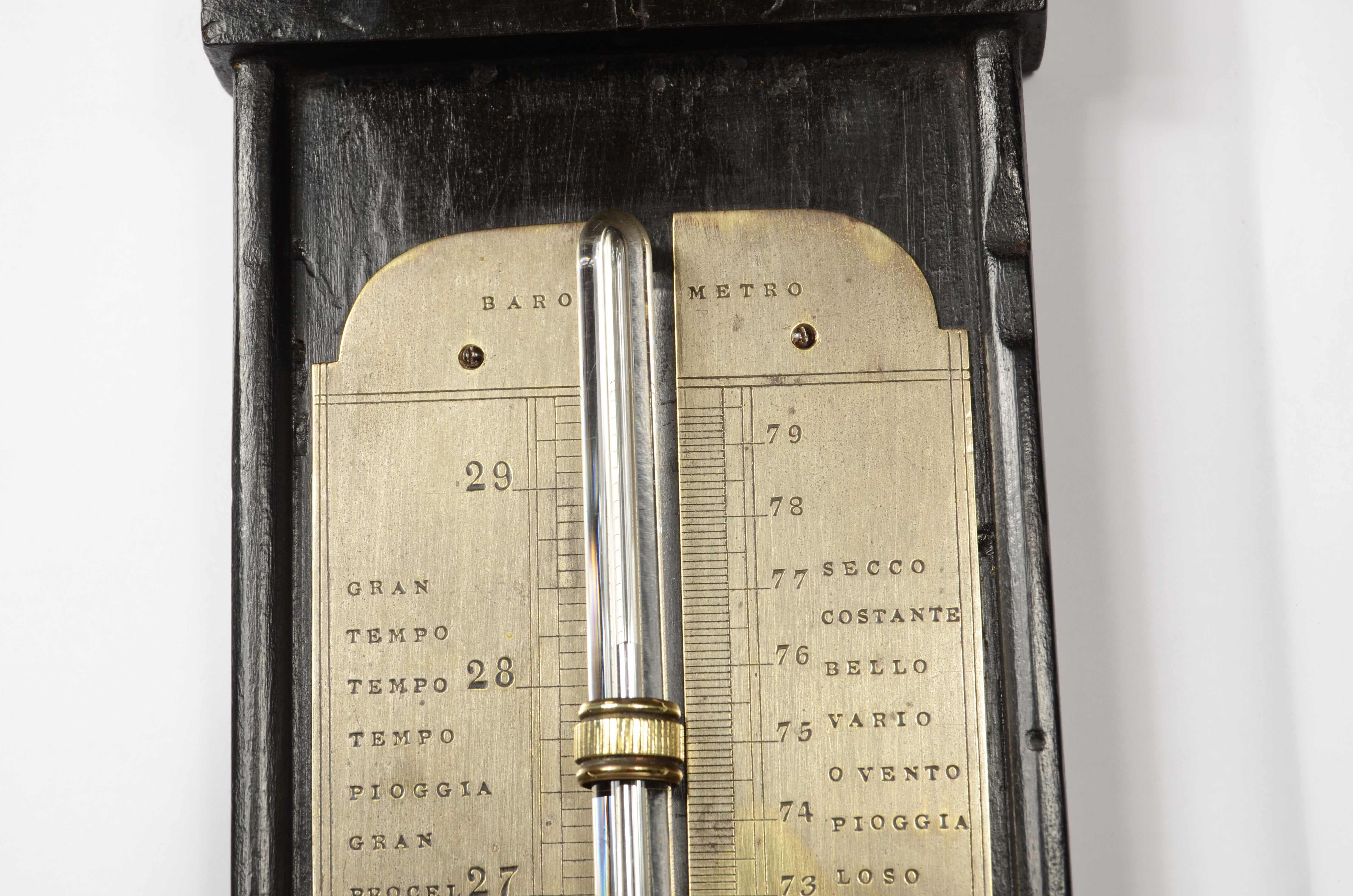 Ebonized wood stick barometer signed TECNOMASIO ITALIANO circa 1870 For Sale 10