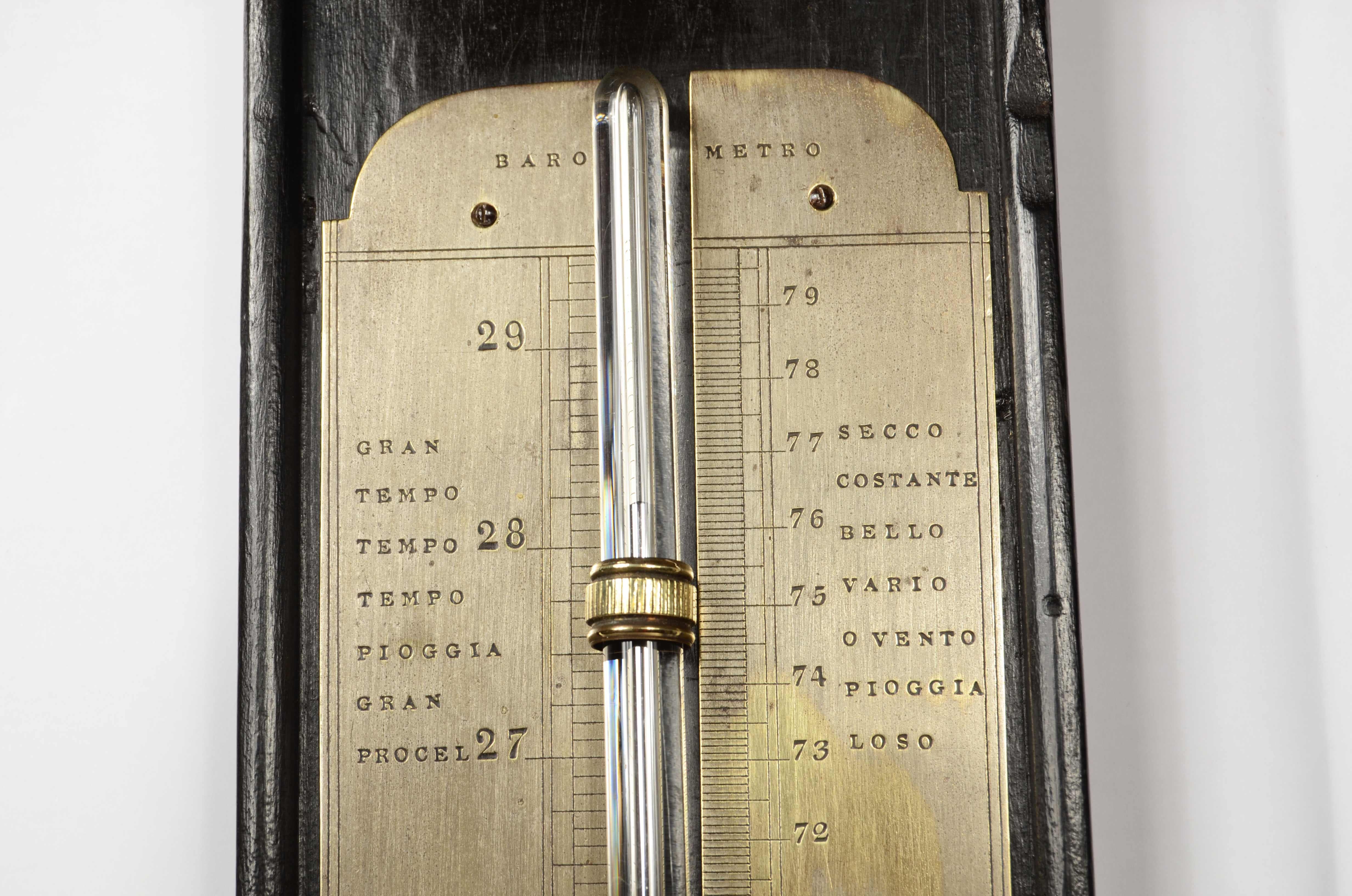 Ebonized wood stick barometer signed TECNOMASIO ITALIANO circa 1870 For Sale 1