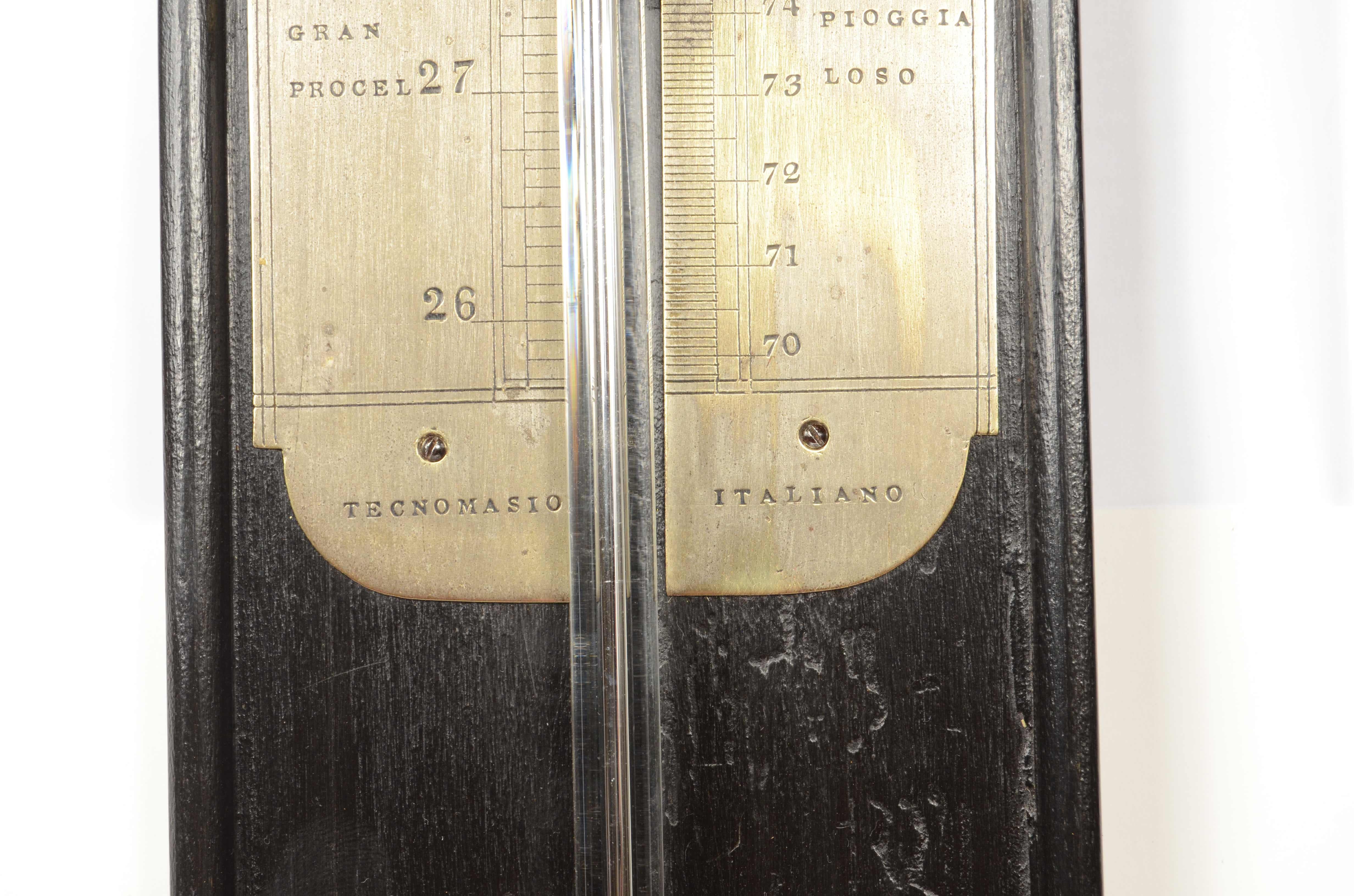Ebonized wood stick barometer signed TECNOMASIO ITALIANO circa 1870 For Sale 2