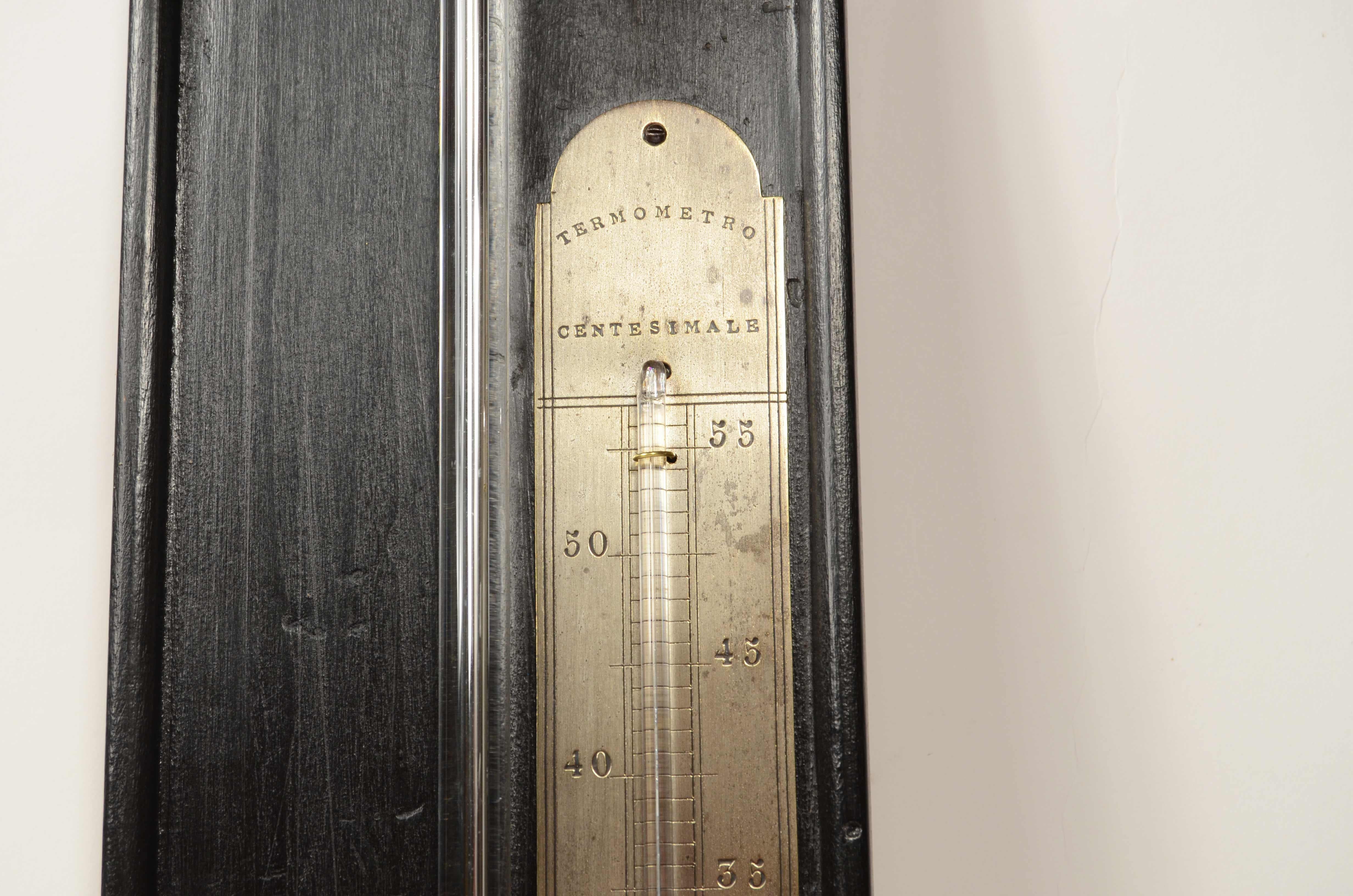 Ebonized wood stick barometer signed TECNOMASIO ITALIANO circa 1870 For Sale 3