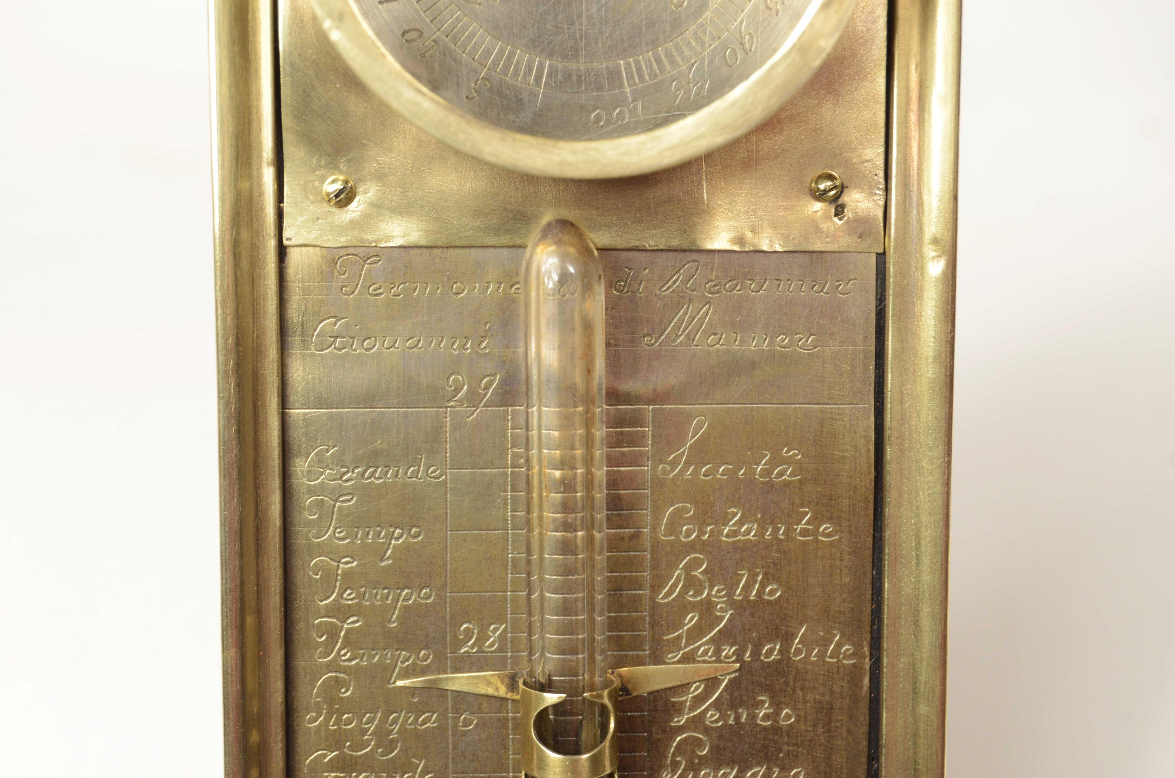 Barometro a stecca in legno filettato in ottone ai bordi Giovanni Maineri 1820 in vendita 5