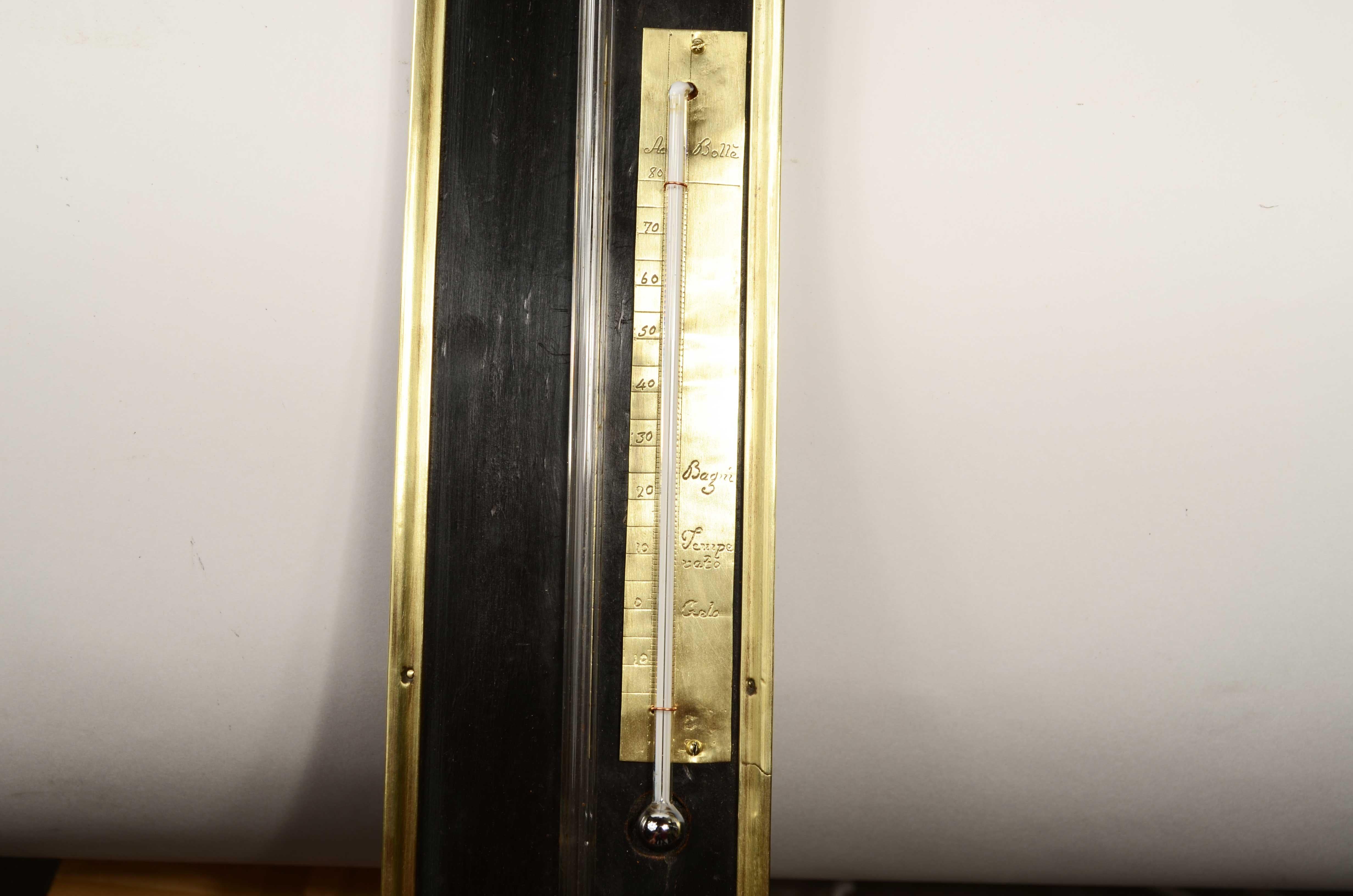 Barometro a stecca in legno filettato in ottone ai bordi Giovanni Maineri 1820 in vendita 8