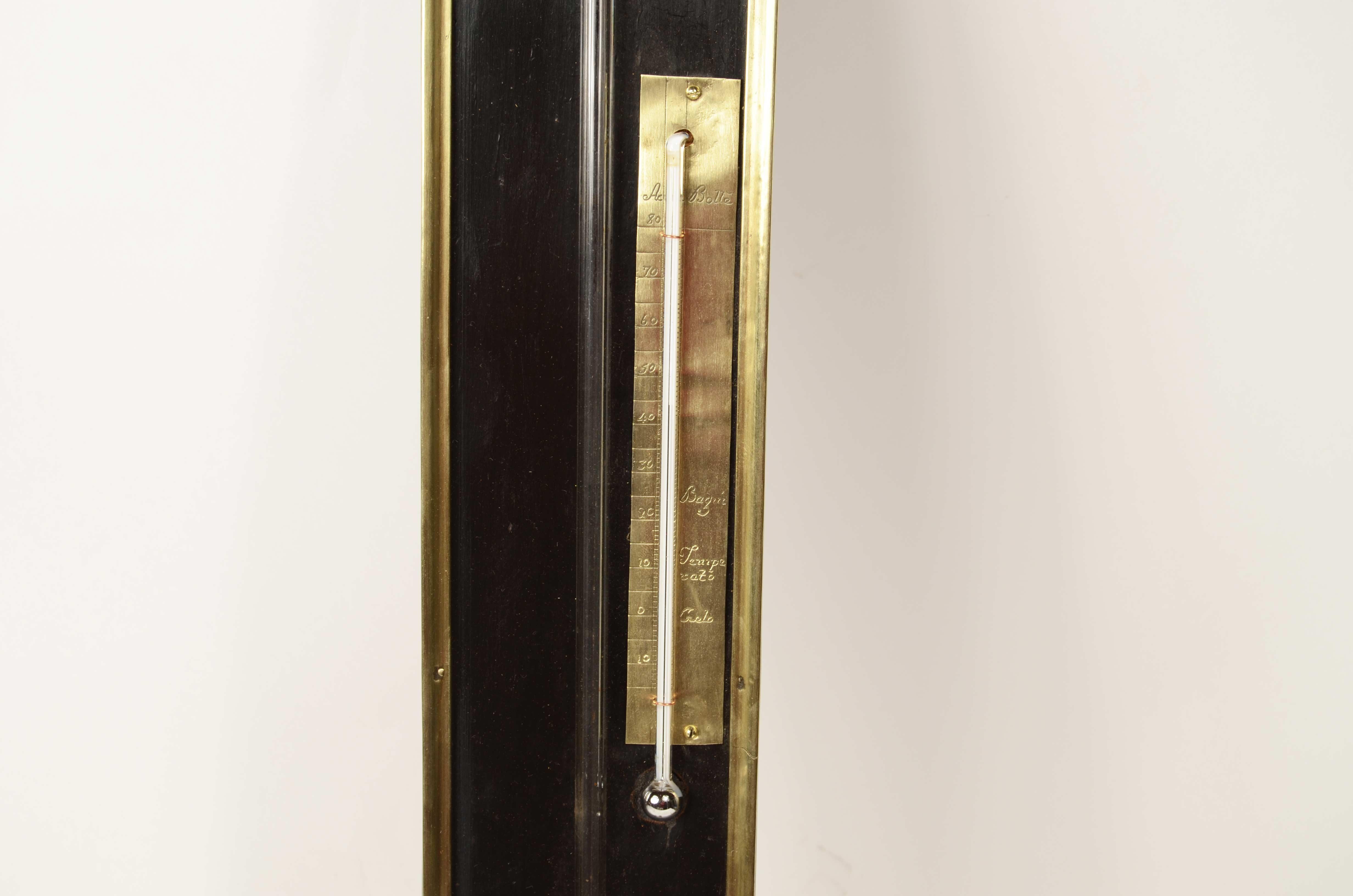 Early 19th Century Barometro a stecca in legno filettato in ottone ai bordi Giovanni Maineri 1820 in vendita