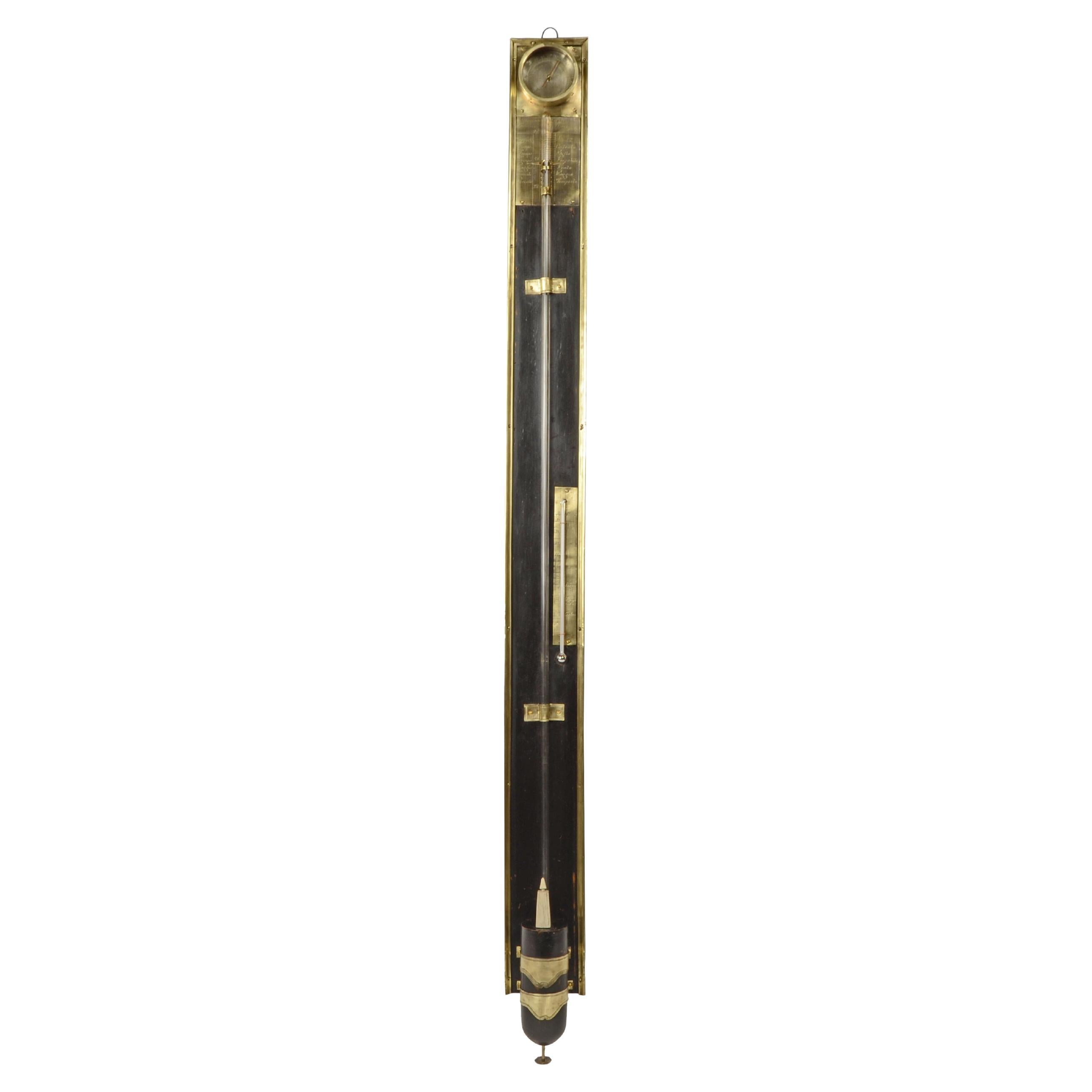 Wooden stick barometer threaded brass at the edges John Maineri 1820