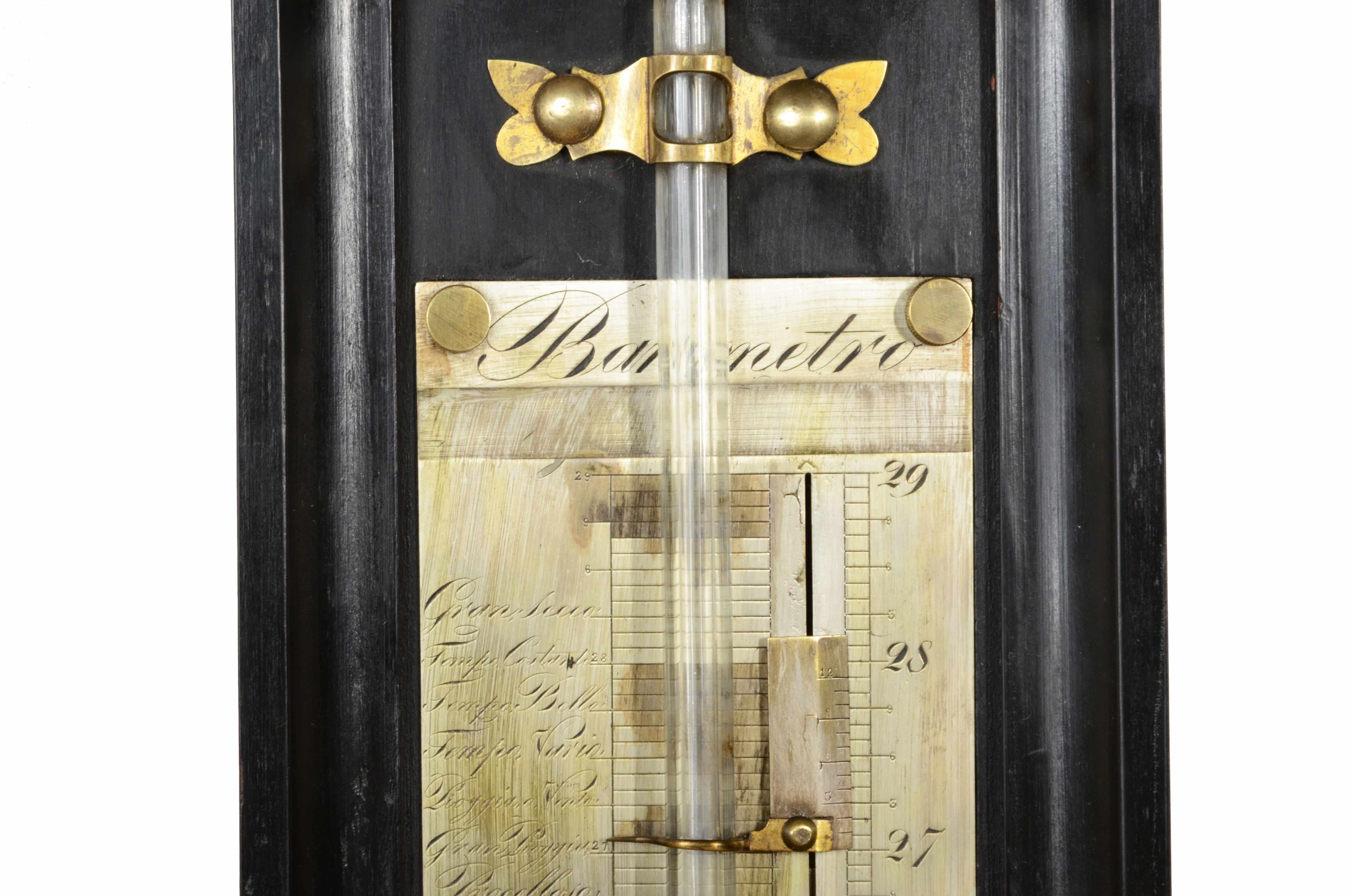 Stick barometer in glass and wood case Northern Italy early 19th century For Sale 9
