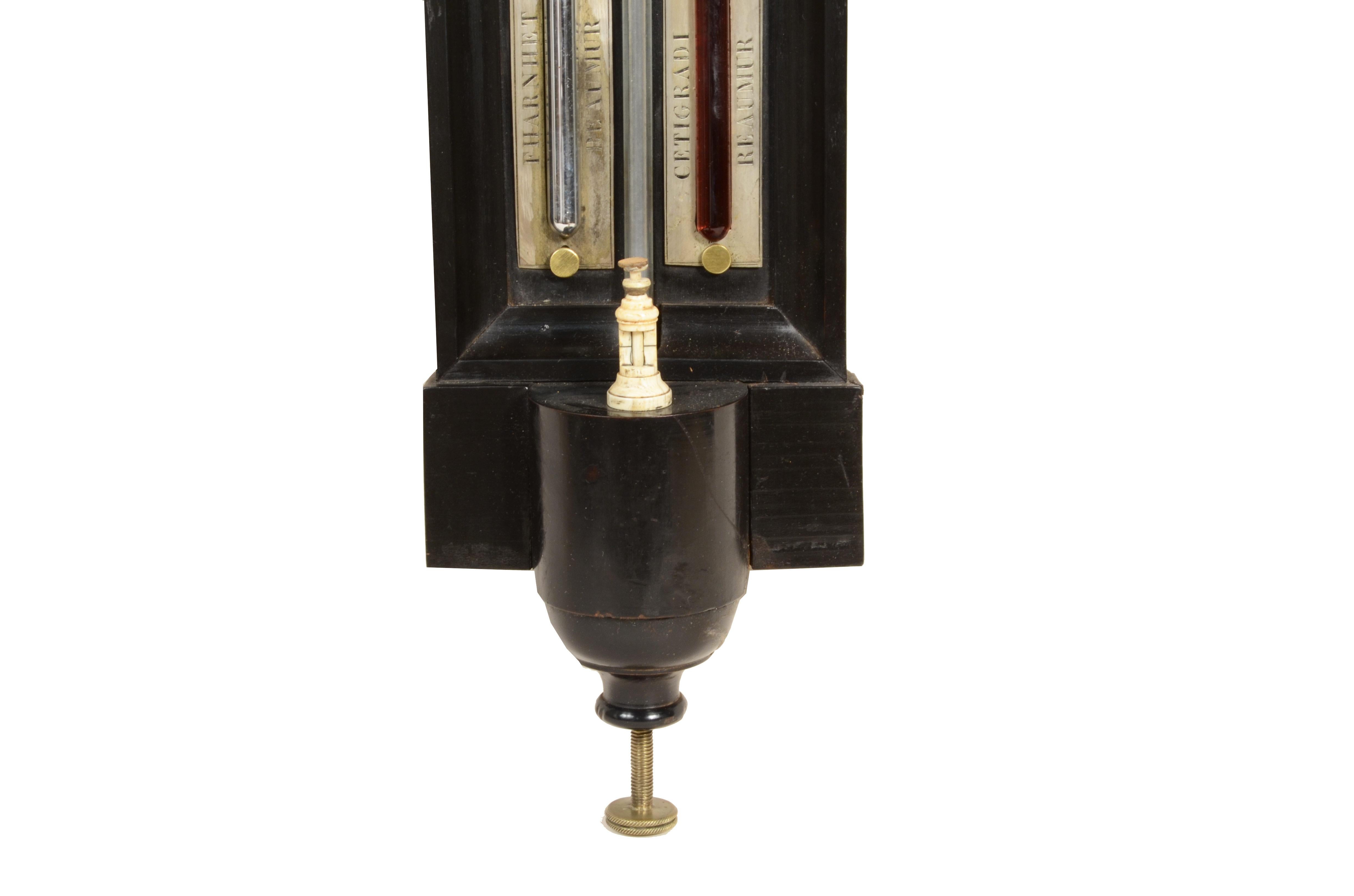 Stick barometer in glass and wood case Northern Italy early 19th century For Sale 11