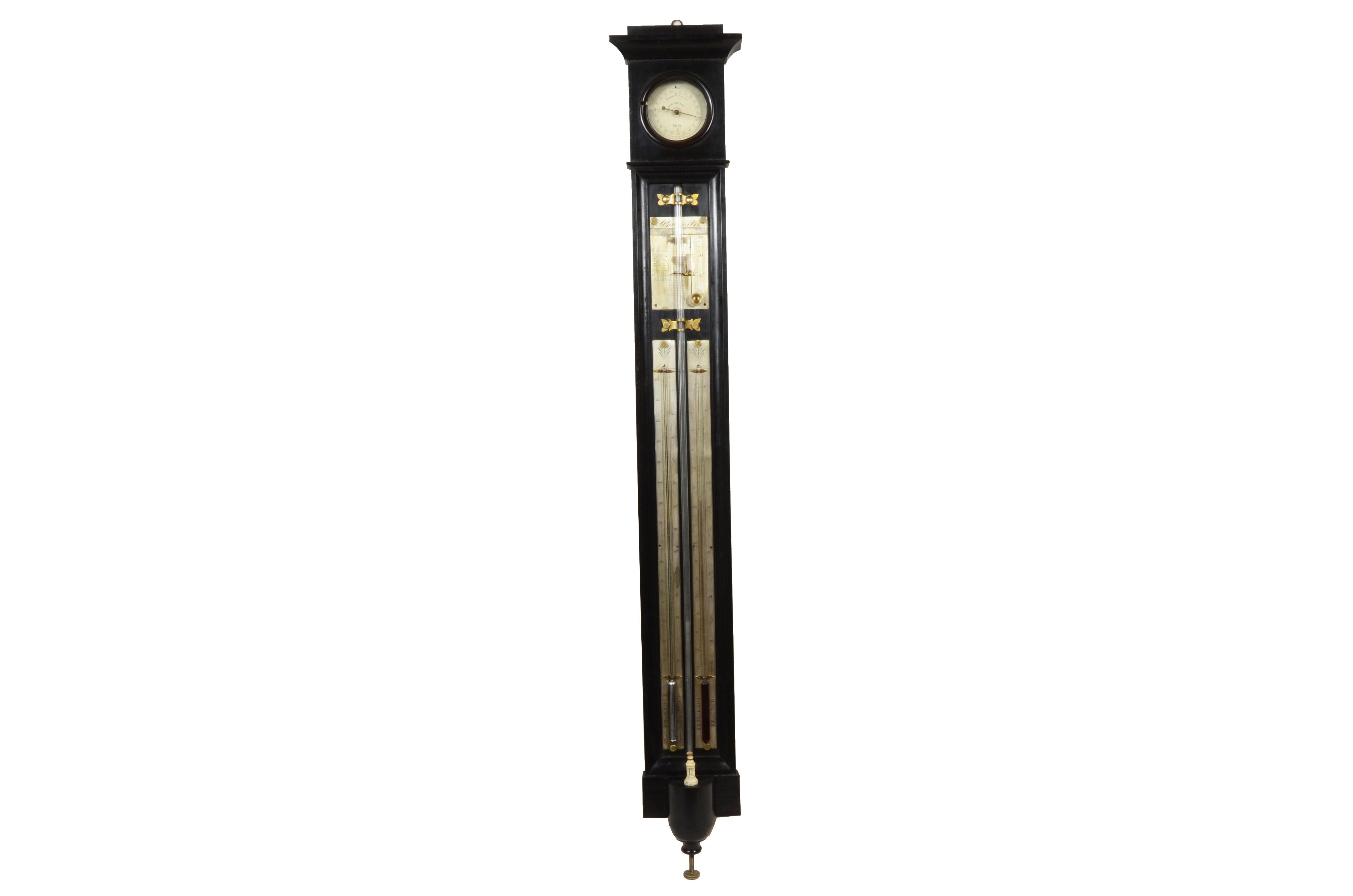Stick barometer in glass and wood case Northern Italy early 19th century In Good Condition For Sale In Milan, IT