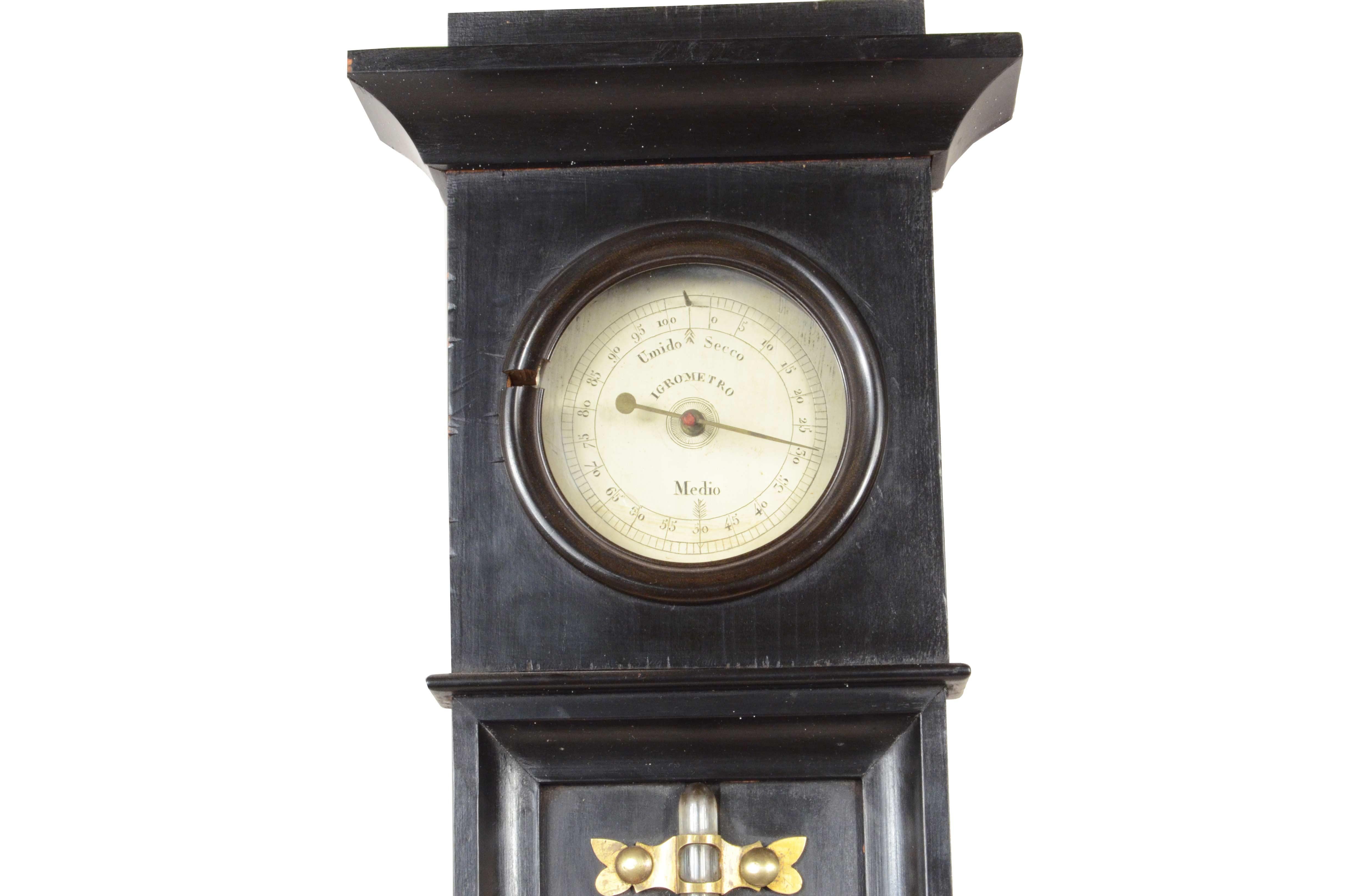 Stick barometer in glass and wood case Northern Italy early 19th century For Sale 3