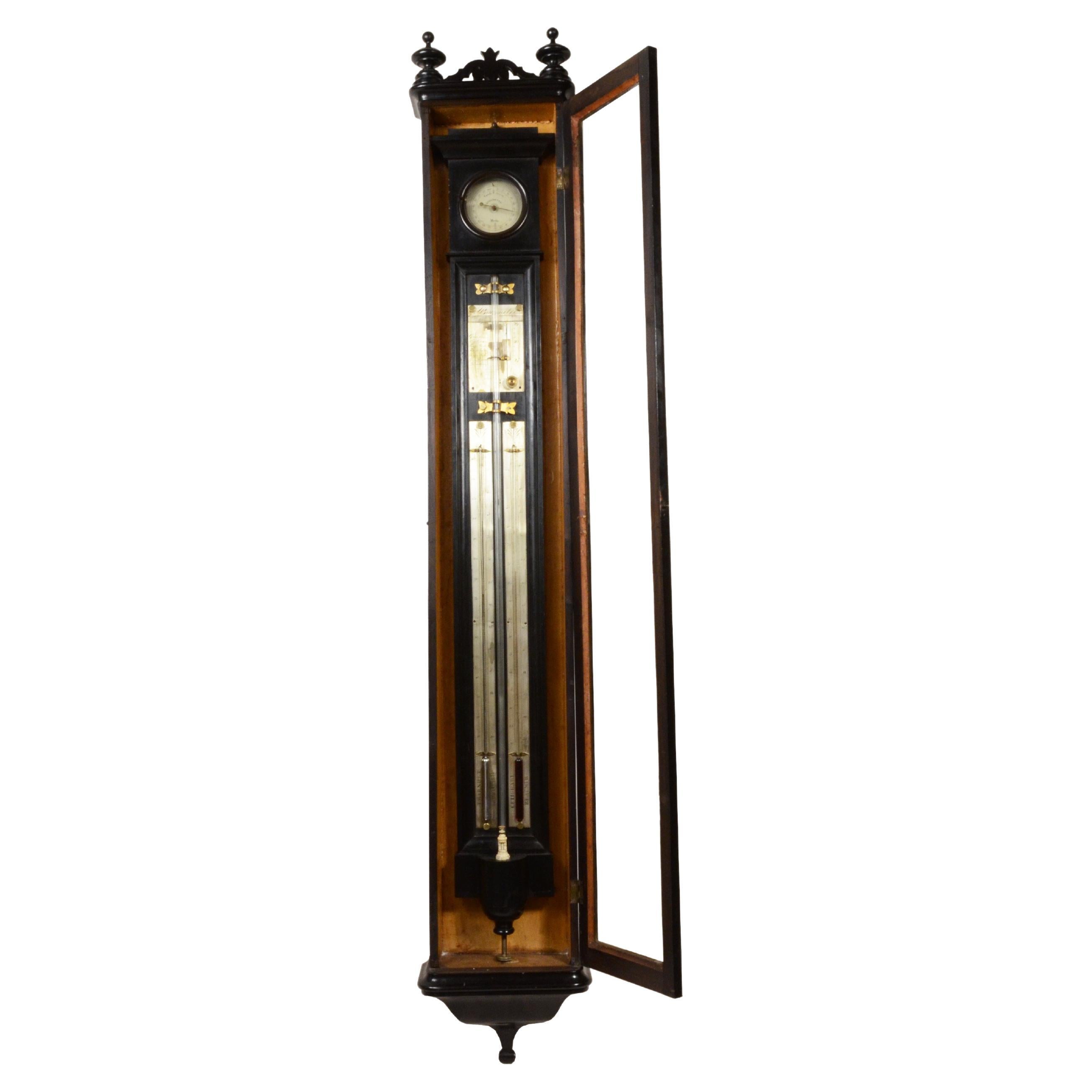 Stick barometer in glass and wood case Northern Italy early 19th century For Sale