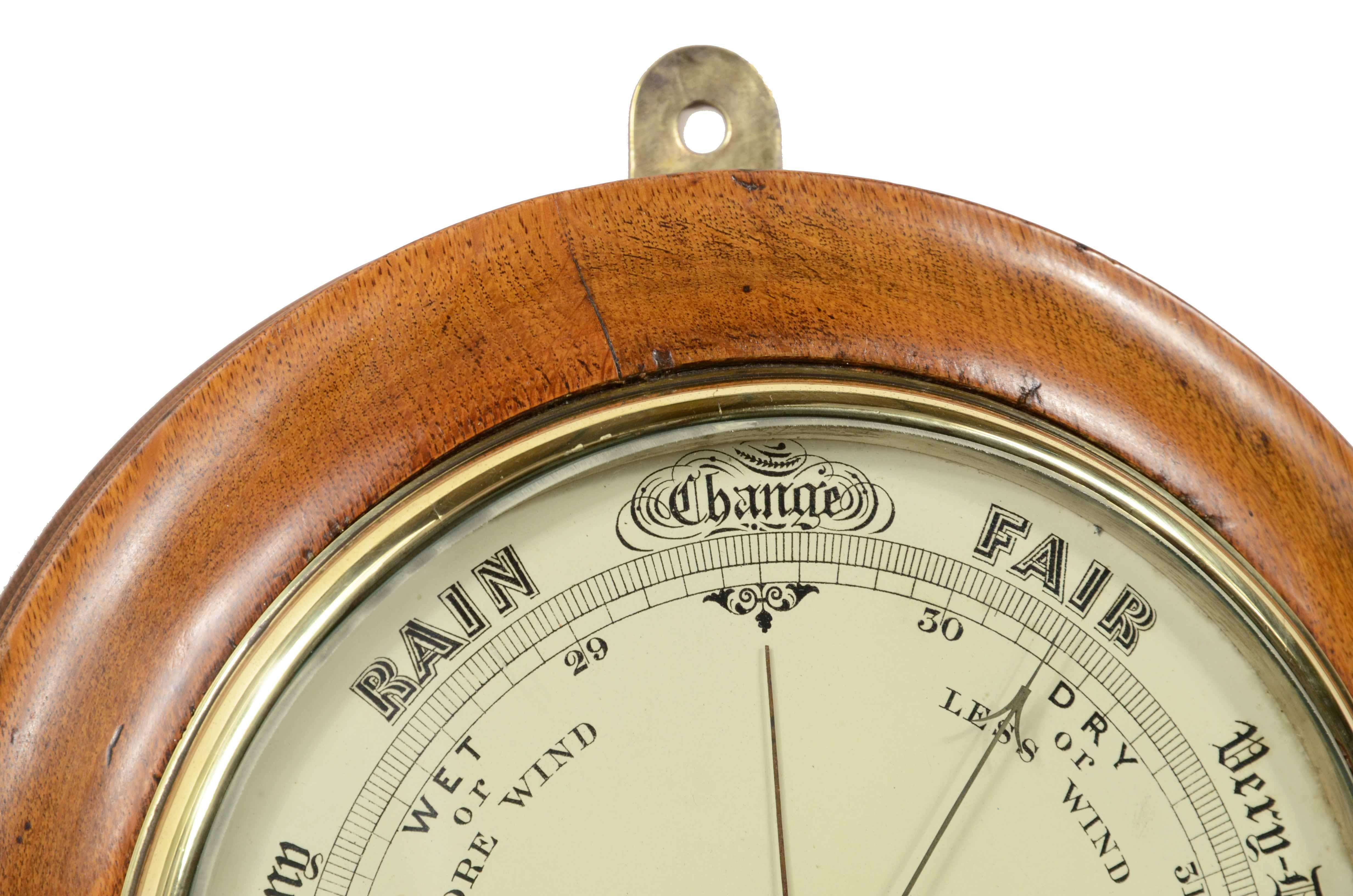 19th Century Barometro aneroide e termometro in scala Fahrenheit in legno di rovere fine '800