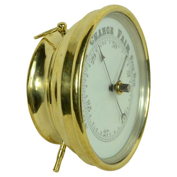 Brass aneroid barometer, table and wall mount England early 1900s For ...