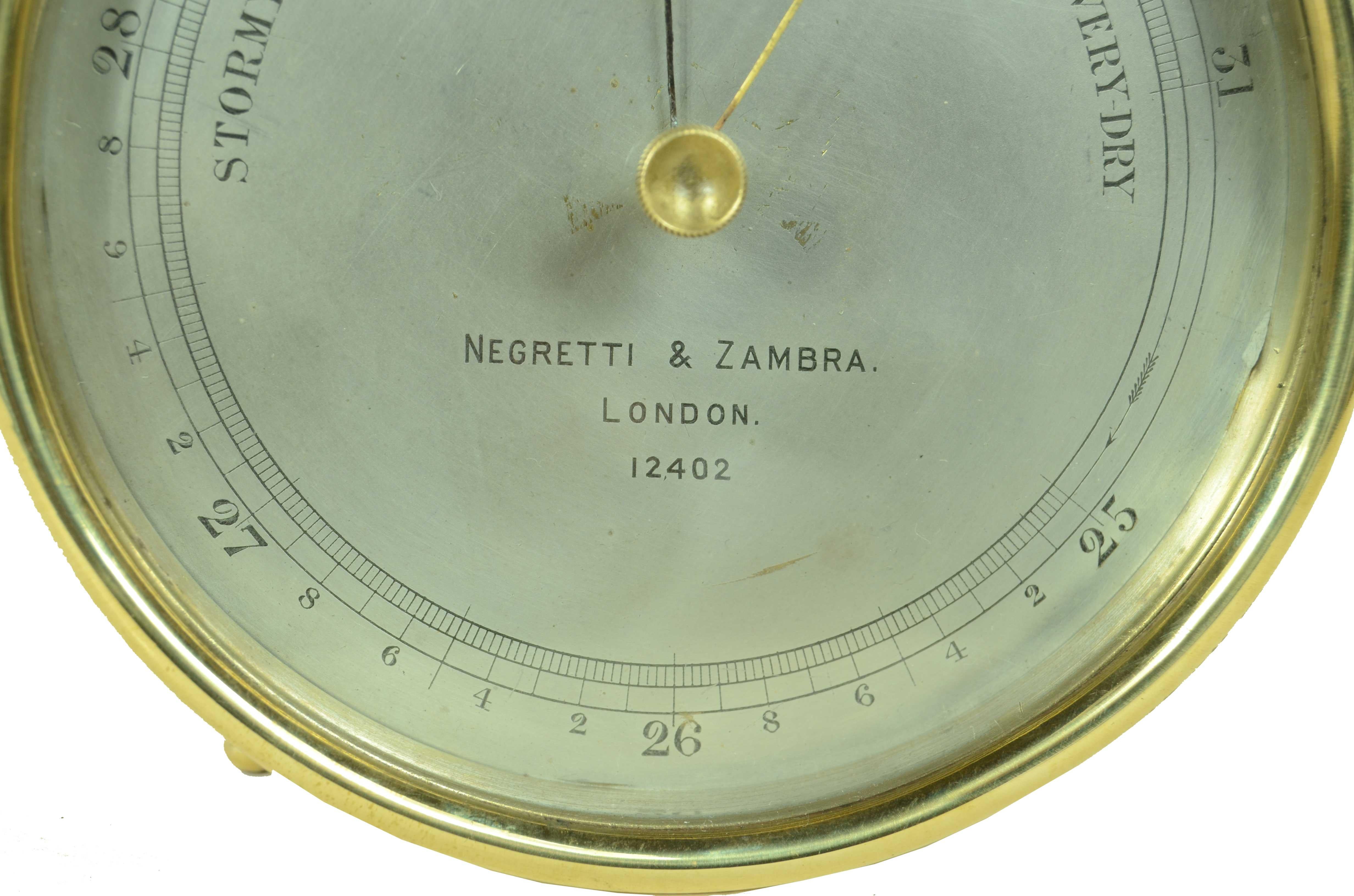 Negretti & Zambra Messing-Aneroid-Tischbarometer und Wandbarometer aus dem frühen 20 im Zustand „Gut“ in Milan, IT