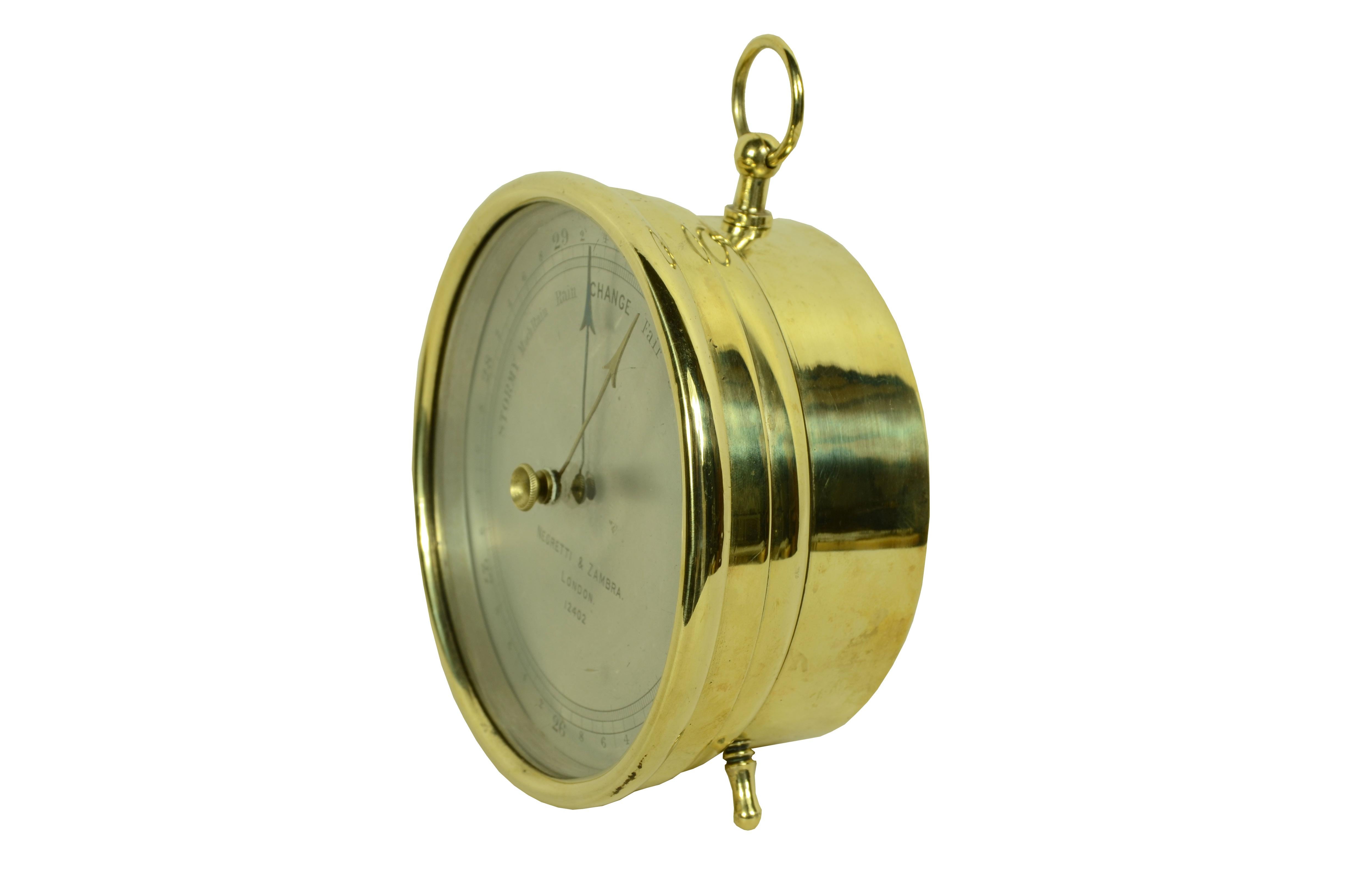 Negretti & Zambra Messing-Aneroid-Tischbarometer und Wandbarometer aus dem frühen 20 (Frühes 20. Jahrhundert)