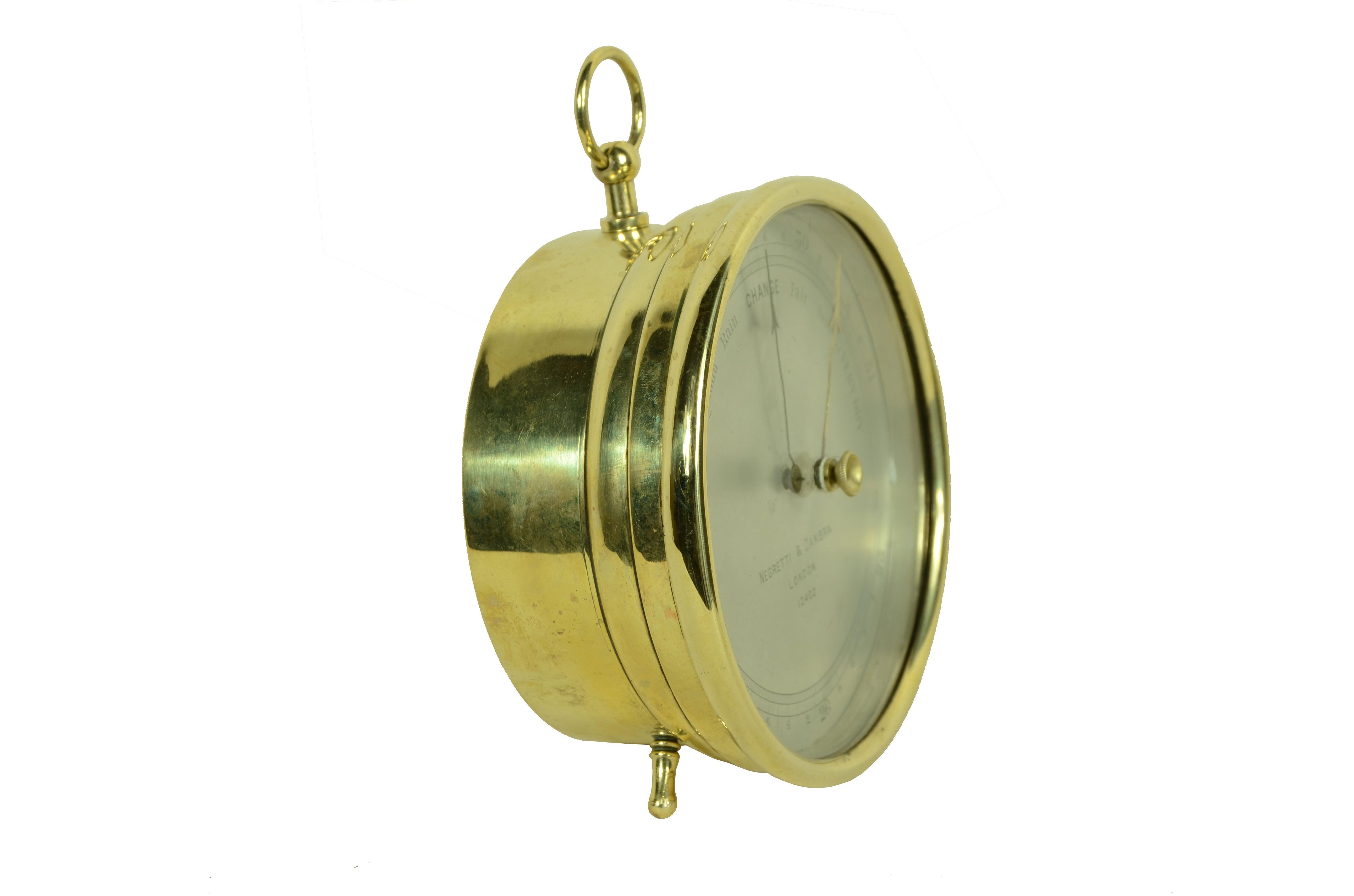 Negretti & Zambra Messing-Aneroid-Tischbarometer und Wandbarometer aus dem frühen 20 2