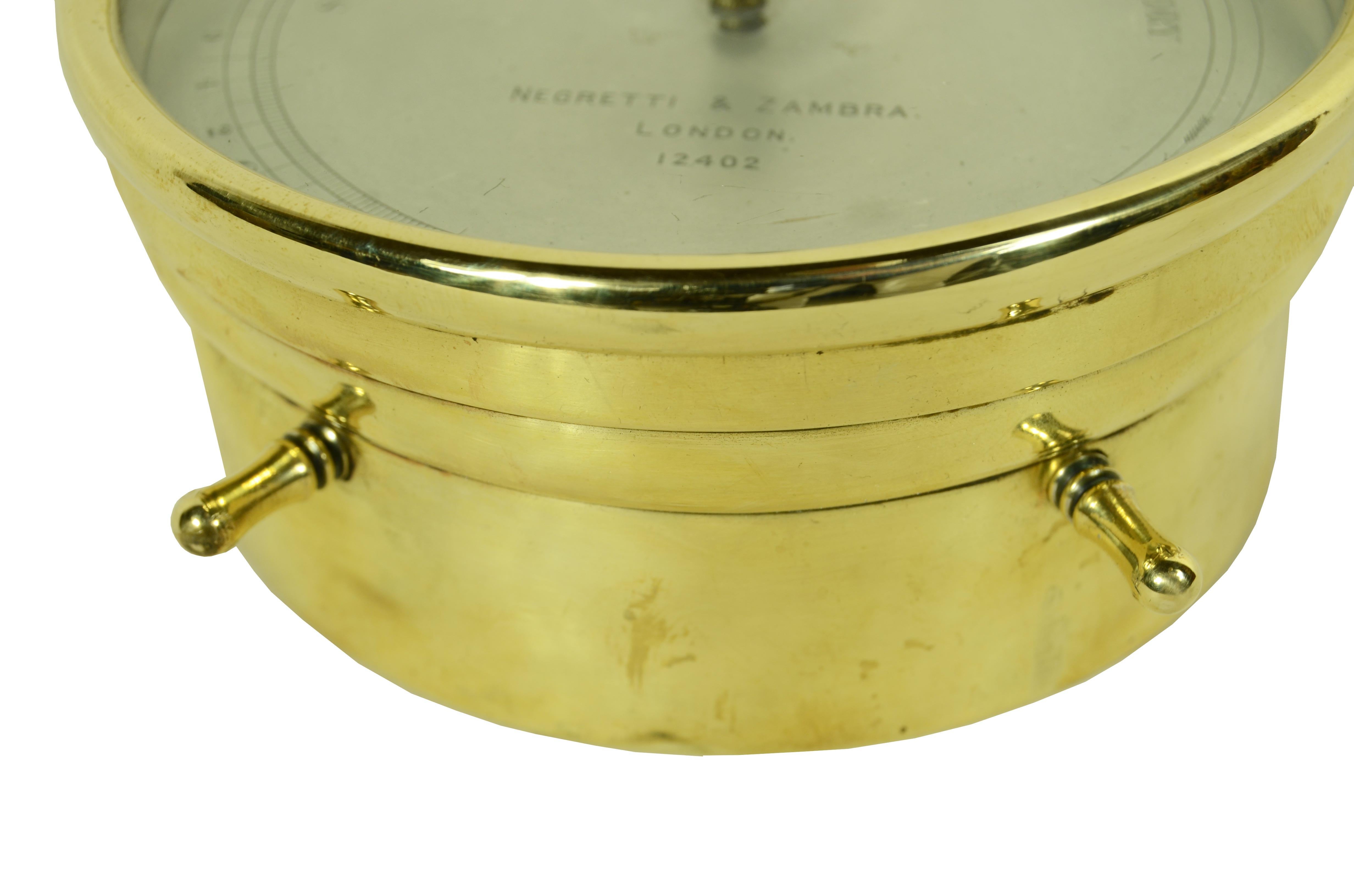 Negretti & Zambra Messing-Aneroid-Tischbarometer und Wandbarometer aus dem frühen 20 5