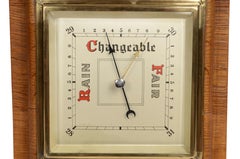 English wall barometer with a square shape made of oak from the 1940s