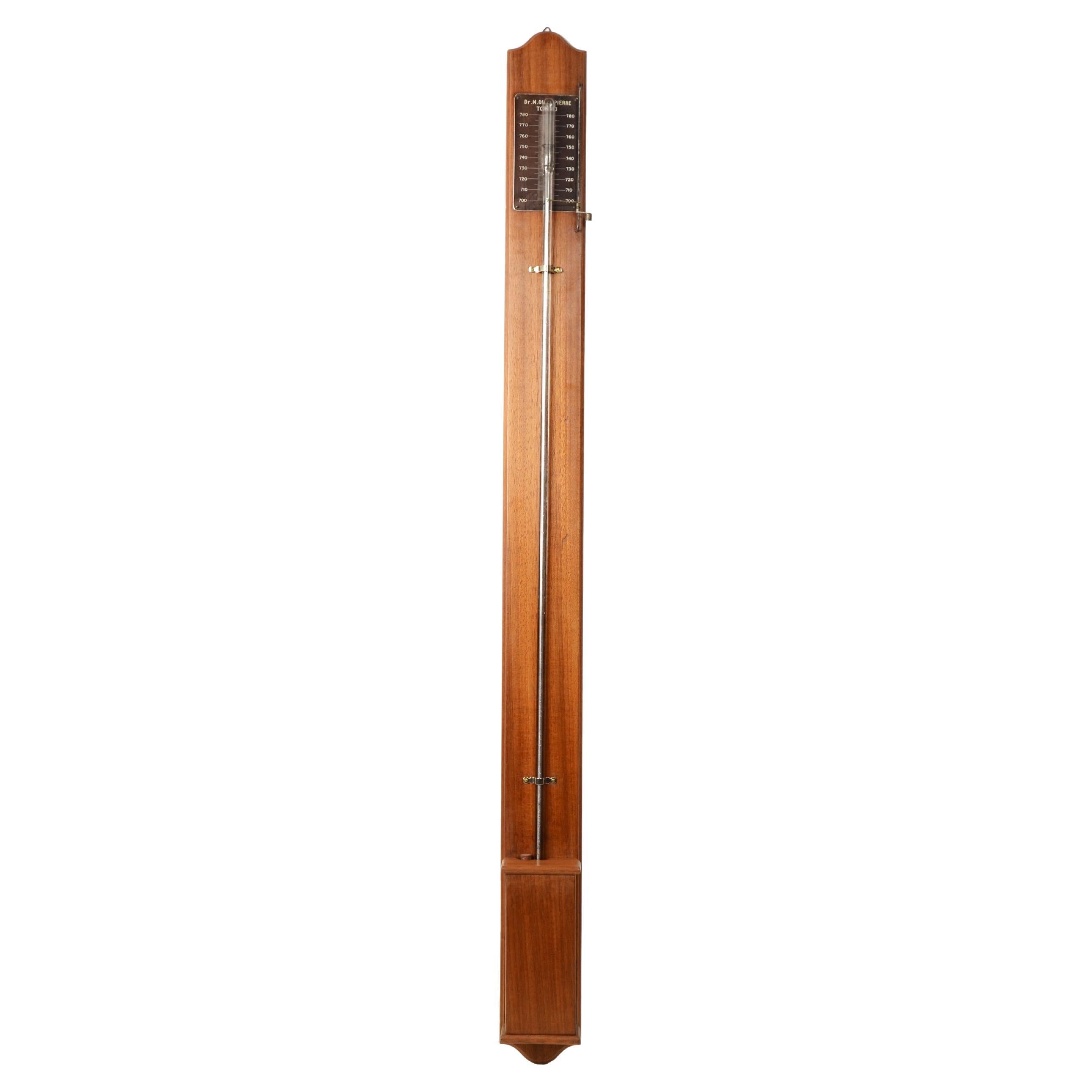 Torricellian batten barometer on mahogany board Mario de La Pierre Turin