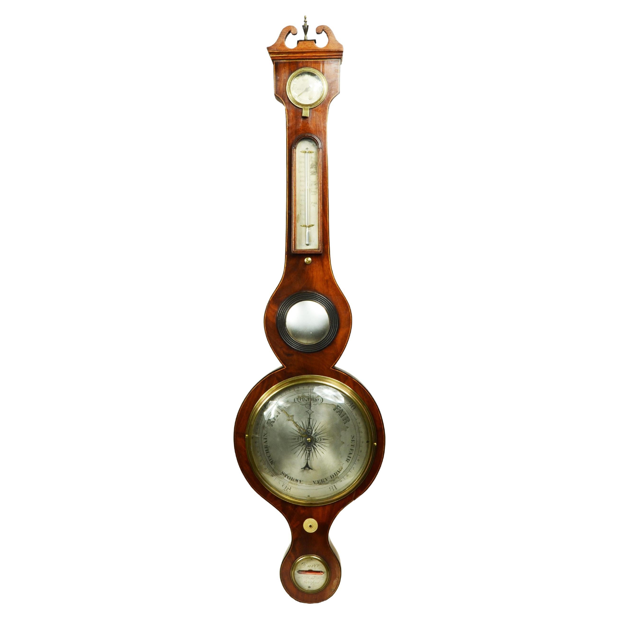 Torricellian mahogany barometer signed Davis 65 Bold St. Liverpool 1839/1841