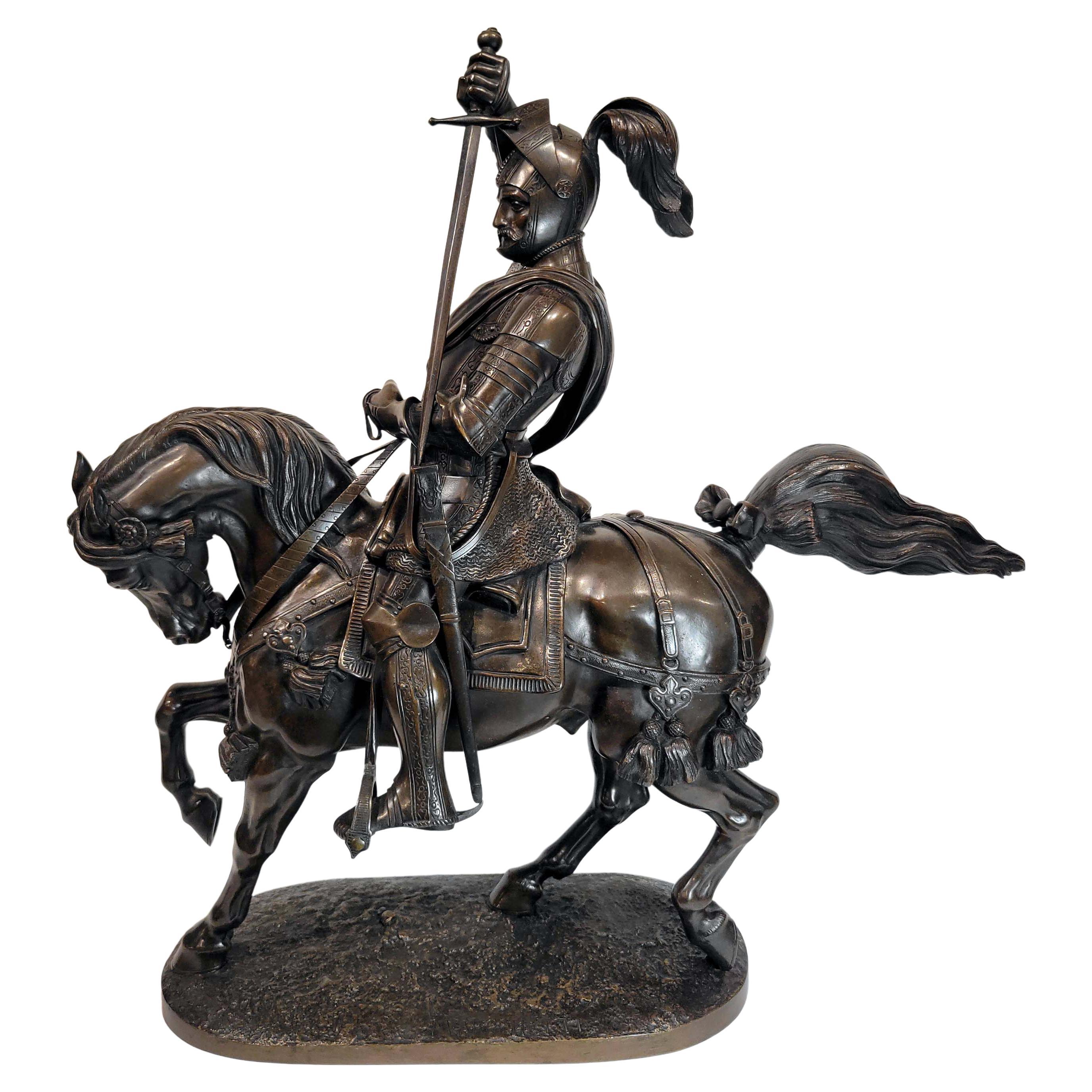 Baron Carlo Marochetti, a Bronze Equestrian Sculpture of Emanuele Filiberto For Sale