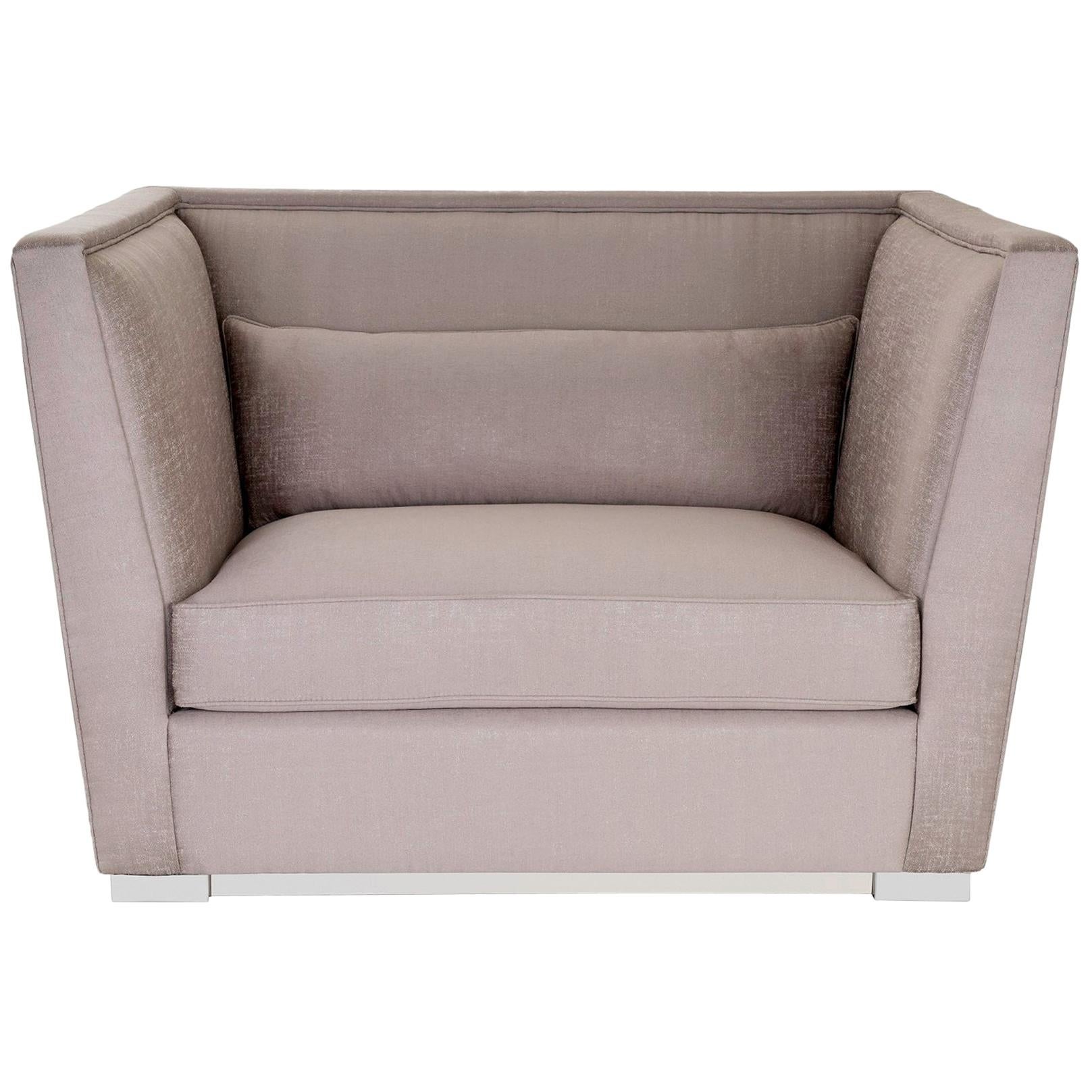 Beige Baron Loveseat with Stainless Steel Plinth For Sale