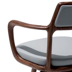 Baron Low-Back Canaletto Walnut With Gray Leather Upholstery Chair