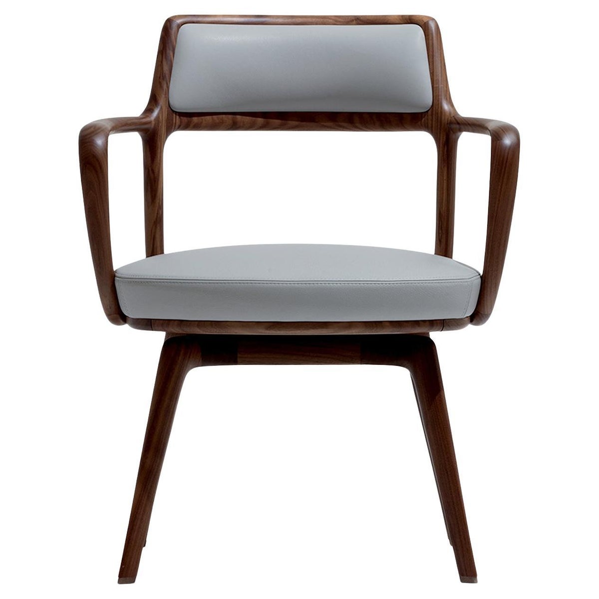 Baron Low-Back Canaletto Walnut With Gray Leather Upholstery Chair
